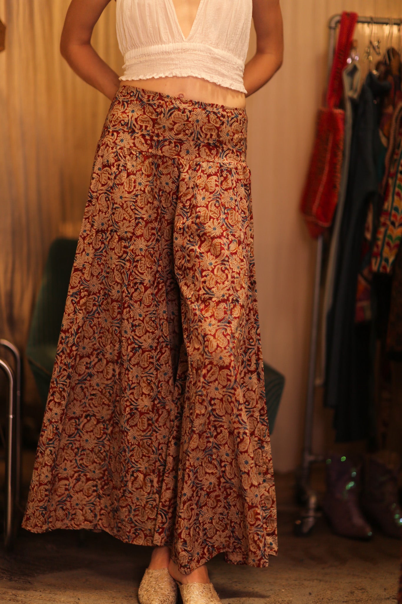 COTTON WIDE LEGS LONG PANTS RUBY SHOON
