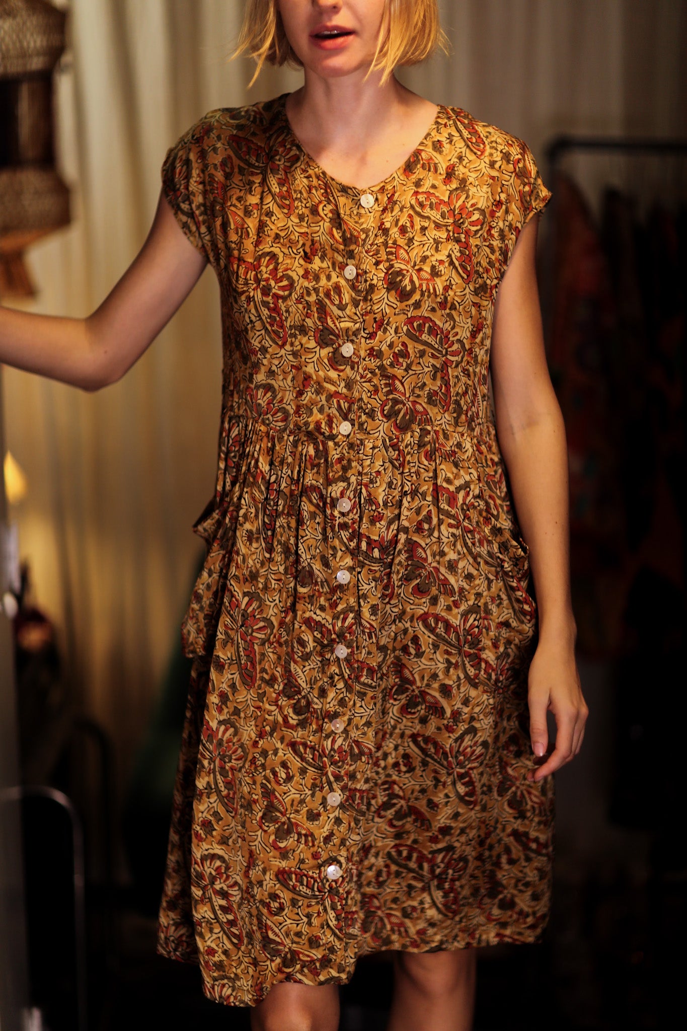 EDITH SILK DRESS MARIPOSA YELLOW