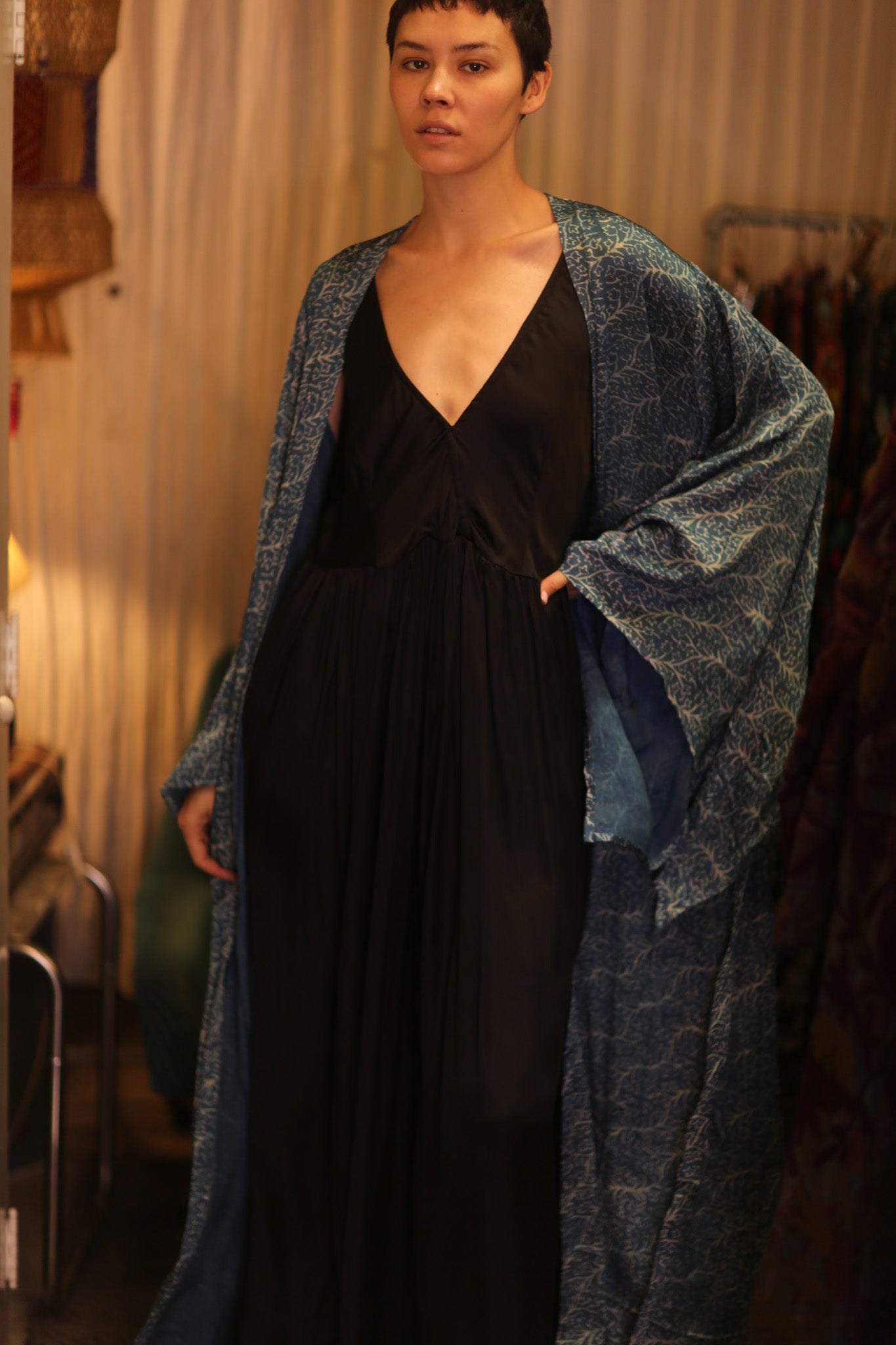 PINA SILK WING KIMONO OCEAN