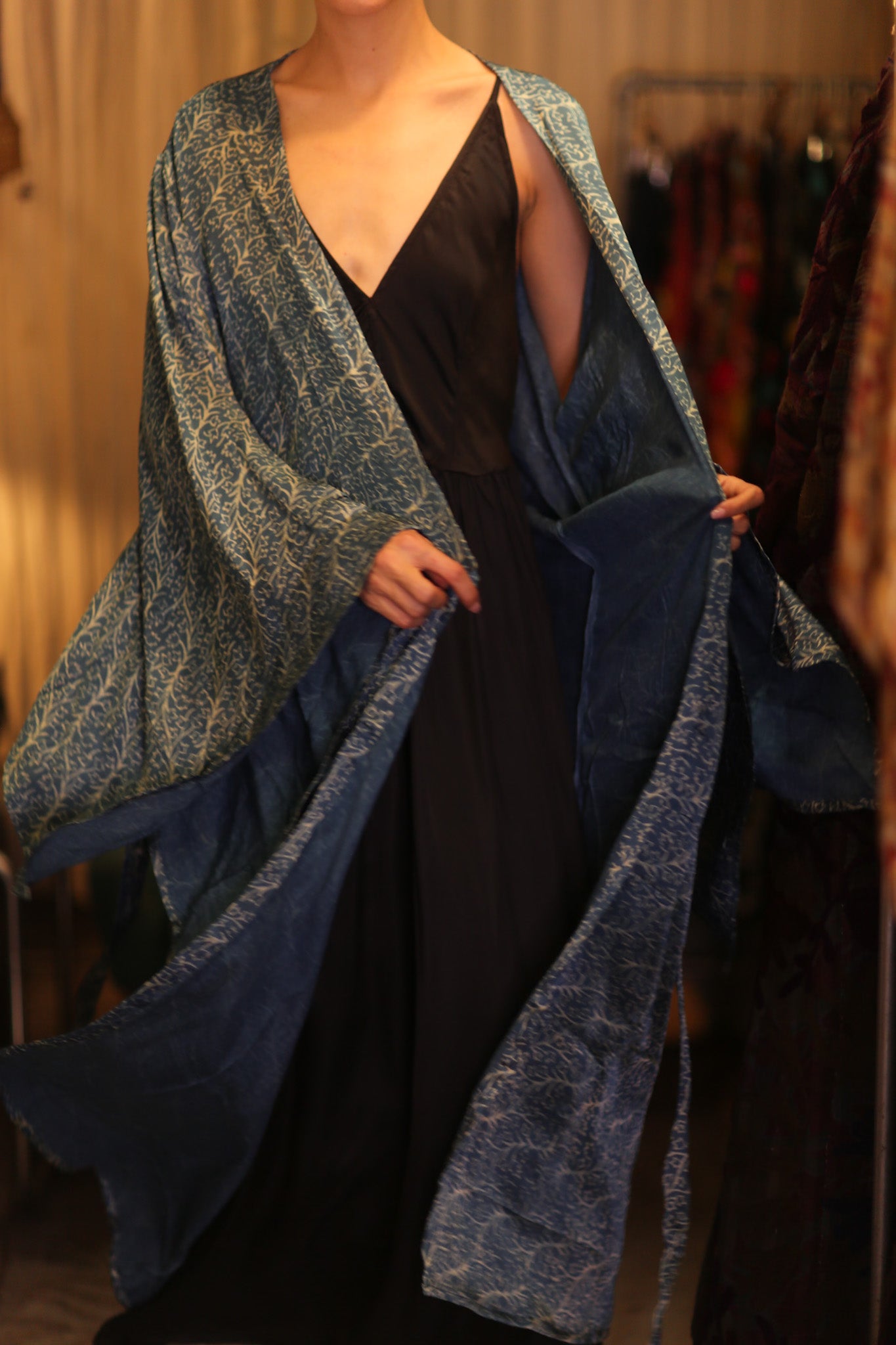 PINA SILK WING KIMONO OCEAN