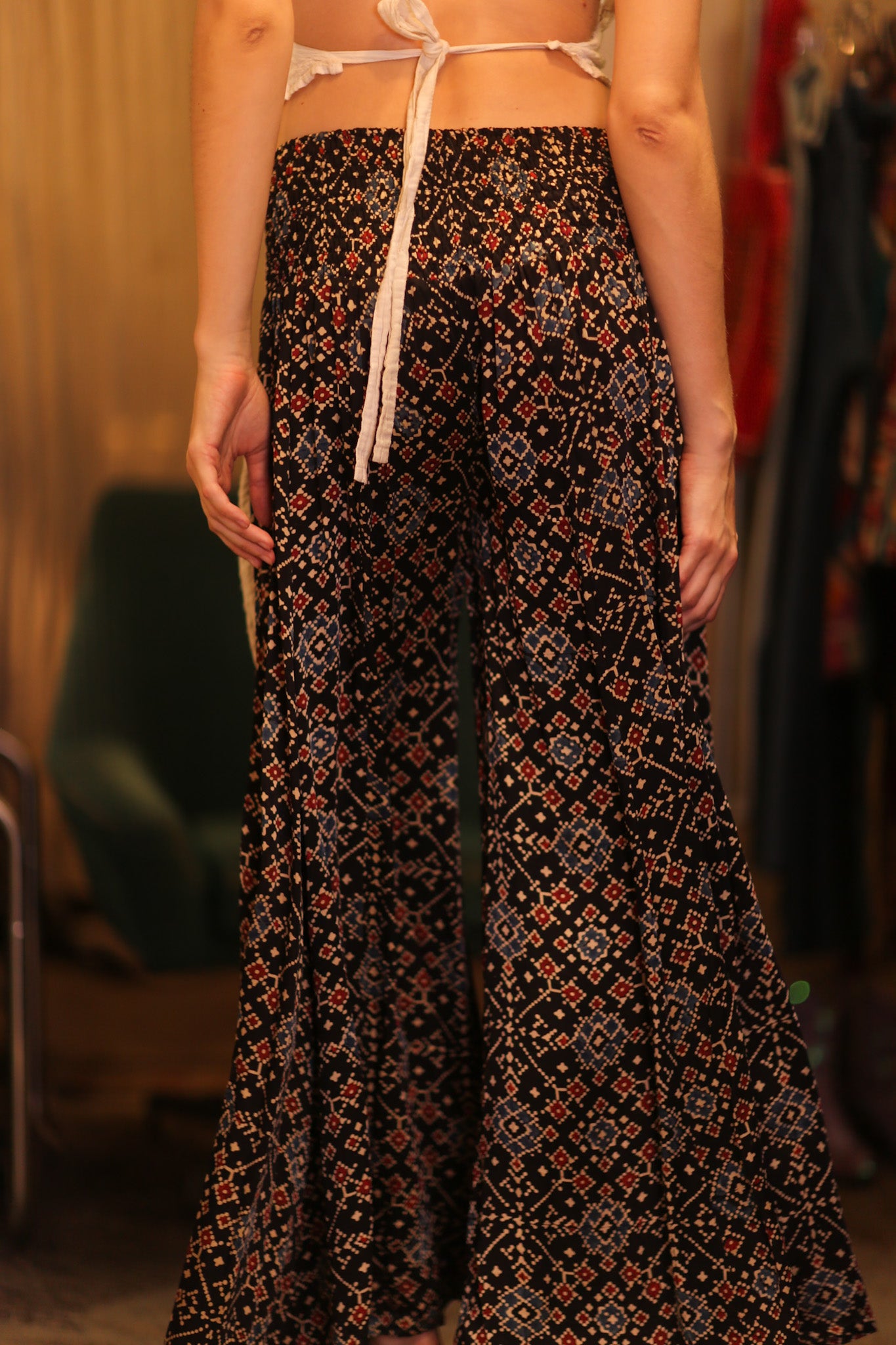 SILK WIDE LEGS LONG PANTS RUBY JEWEL