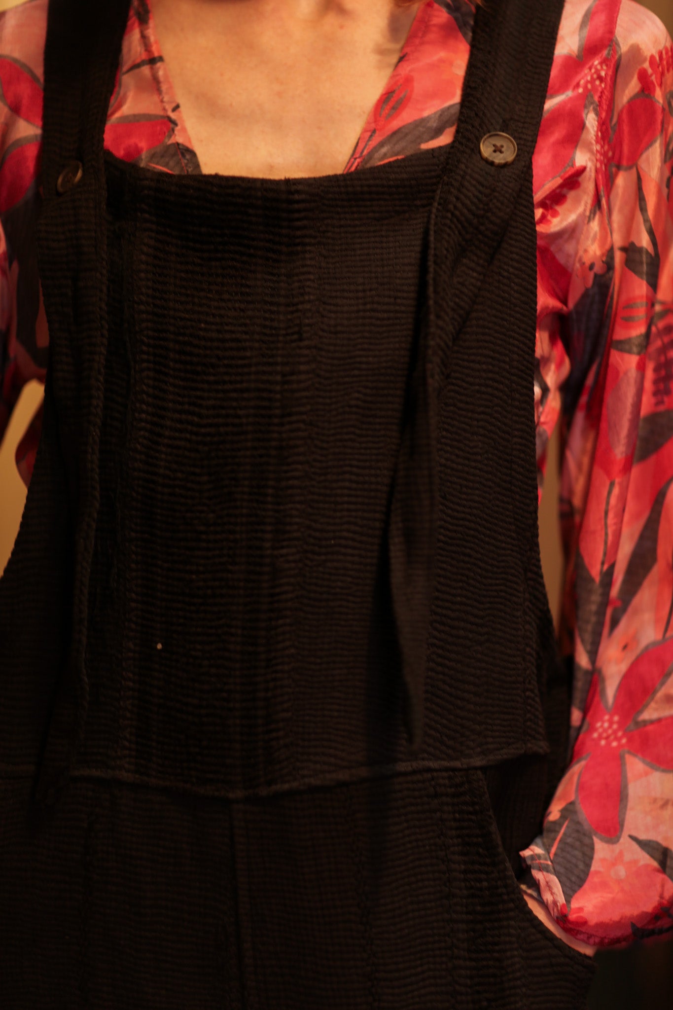 FREYA EMBROIDERED KANTHA DUNGAREES DARKNESS
