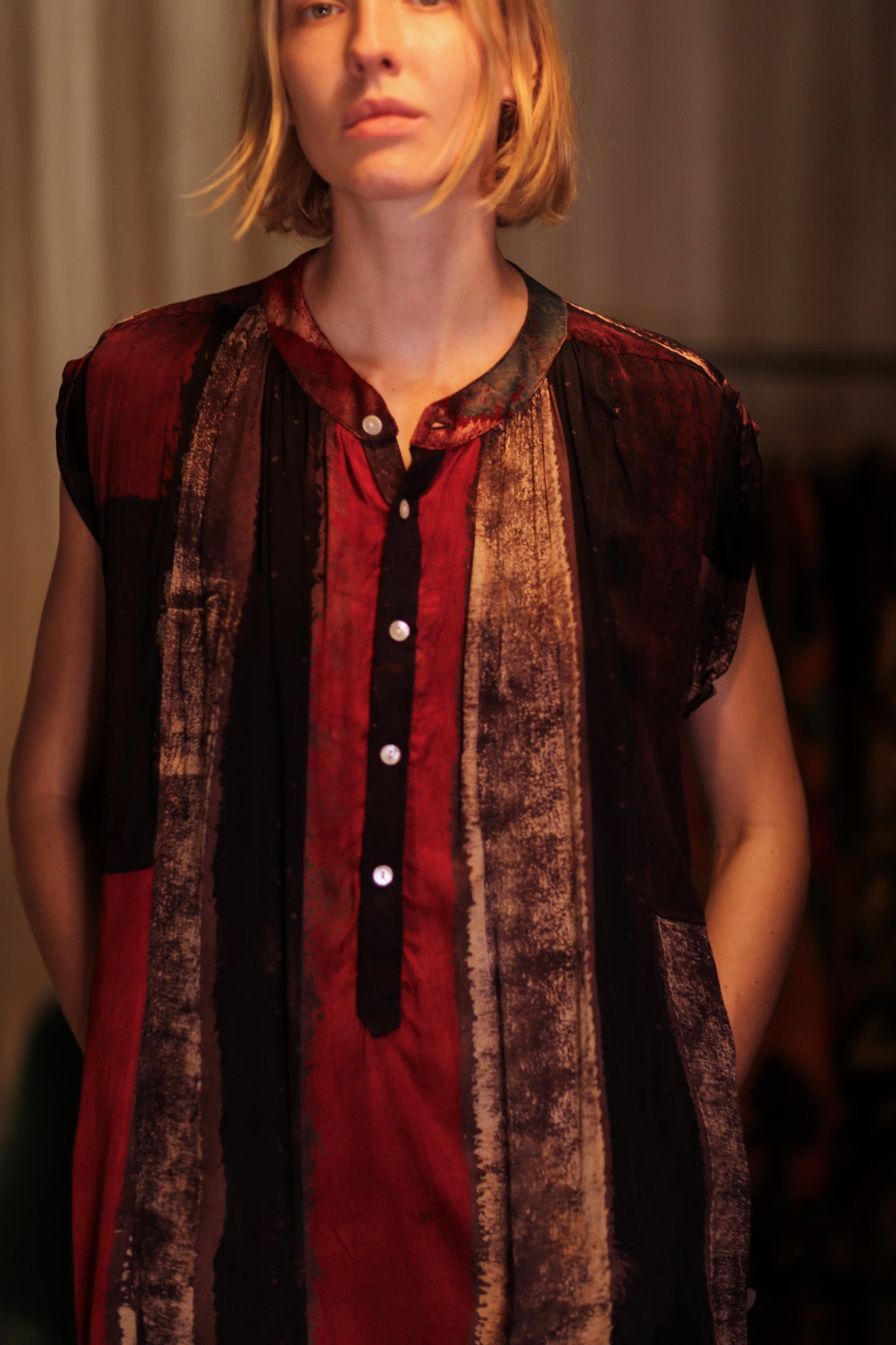 MARY SILK DRESS RED STRIPE
