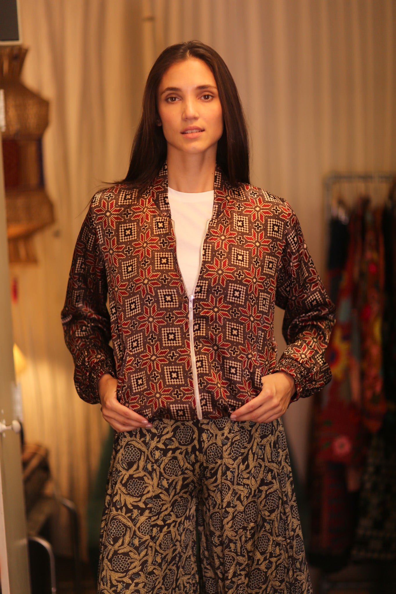 SILK BOMBER JACKET ANCHA RUBY