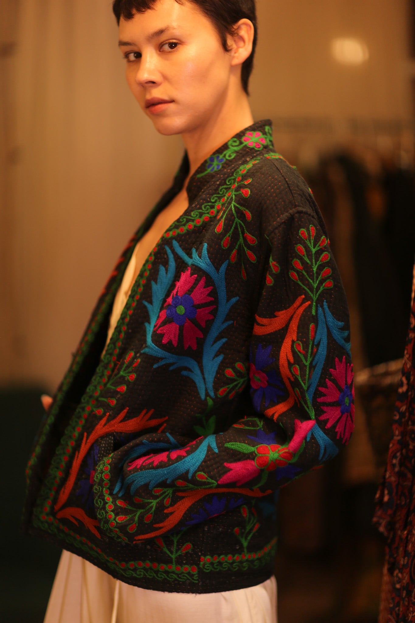 EMBROIDERED KANTHA JACKET INGRID EYES