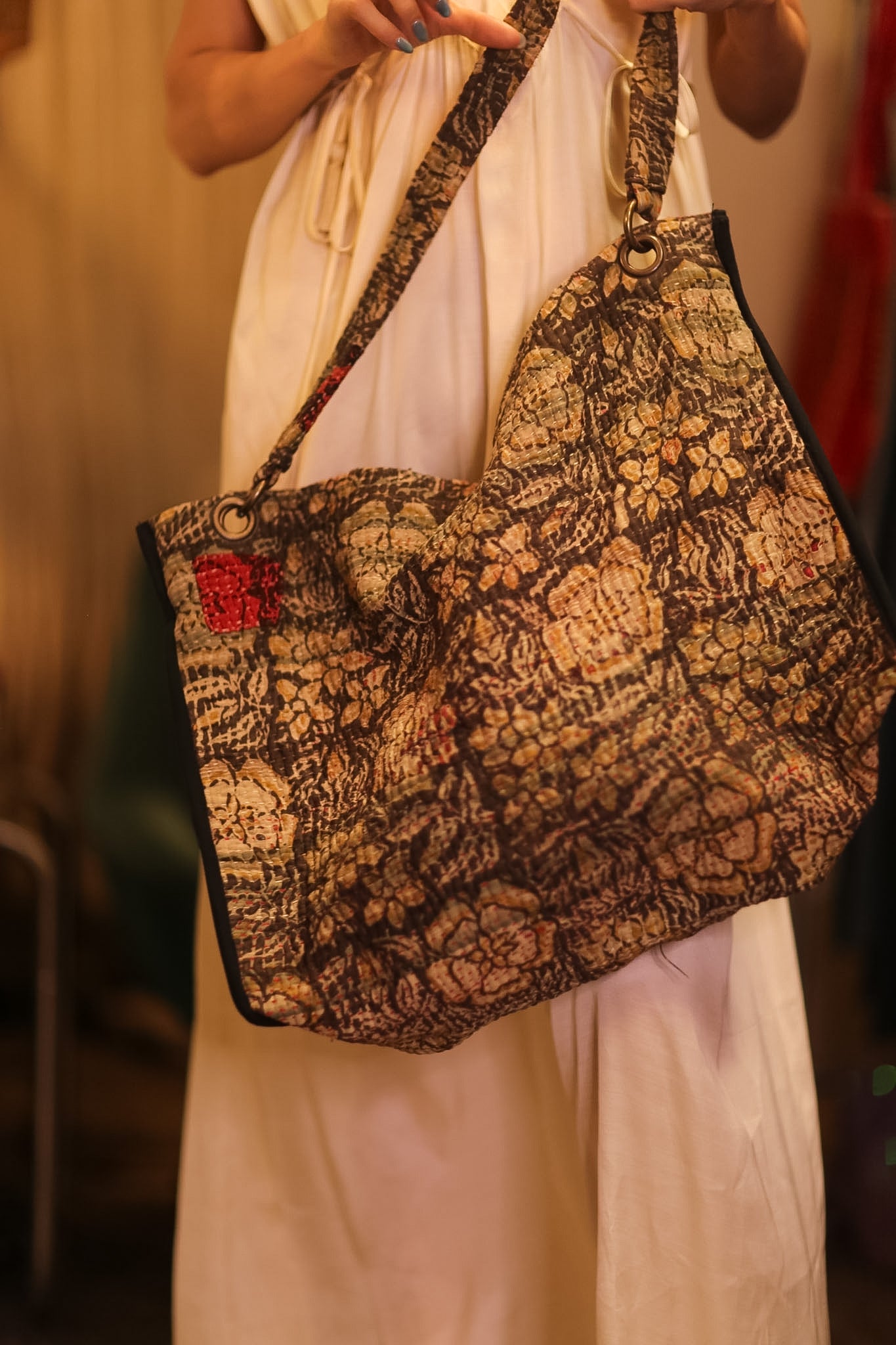 VINTAGE STYLE KANTHA BAG FLAM