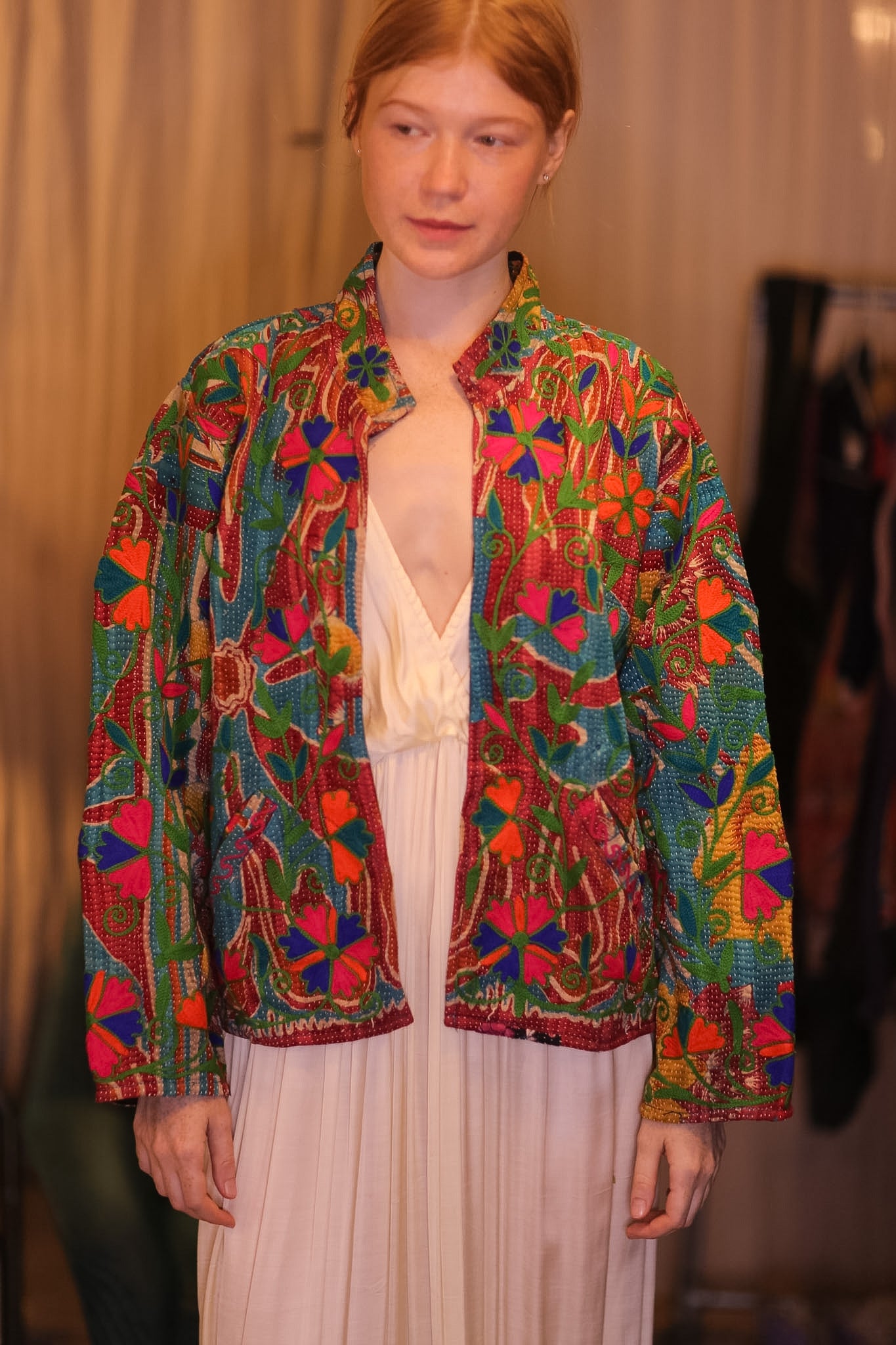 EMBROIDERED JACKET INGRID NAVI