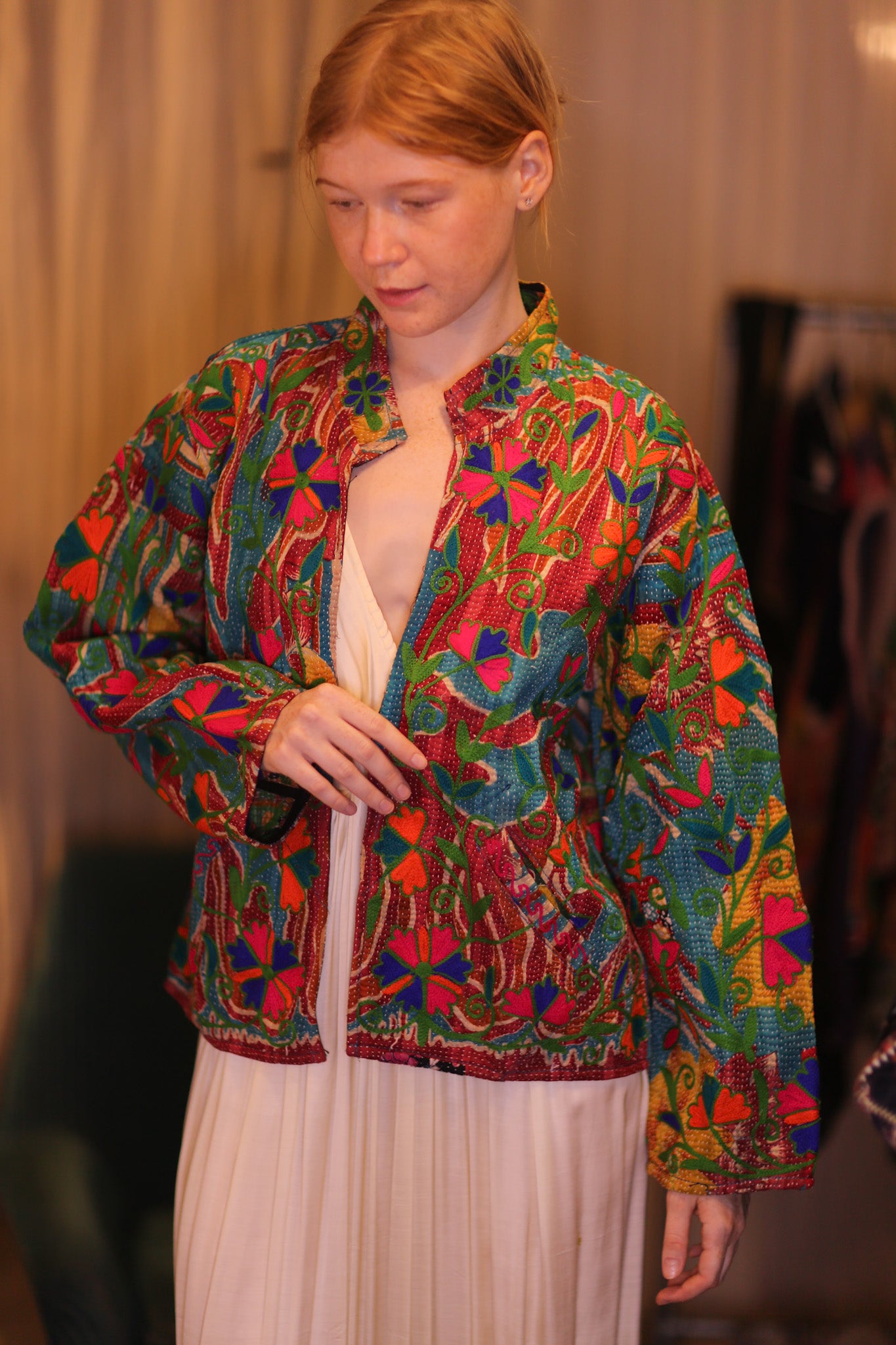 EMBROIDERED JACKET INGRID NAVI
