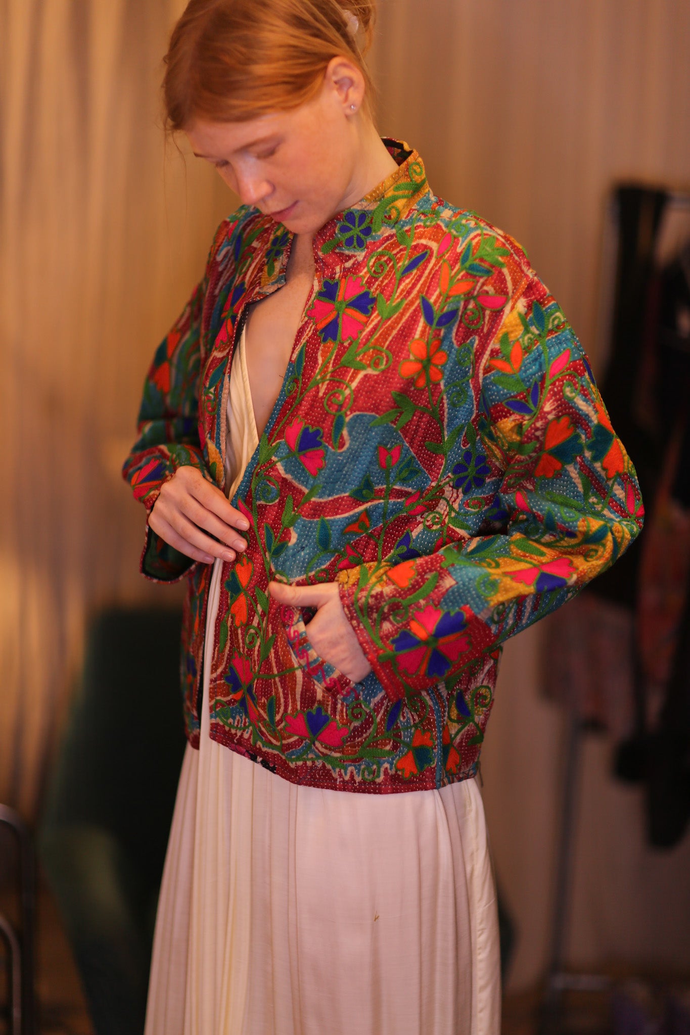 EMBROIDERED JACKET INGRID NAVI