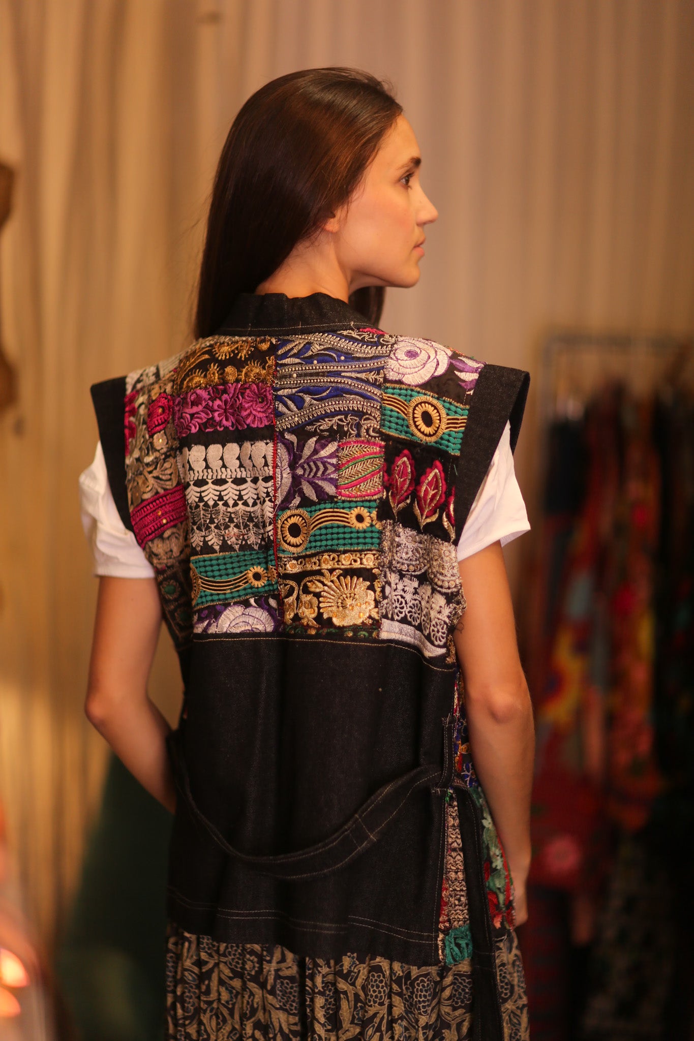 DENIM VEST PATCHWORK HELAE