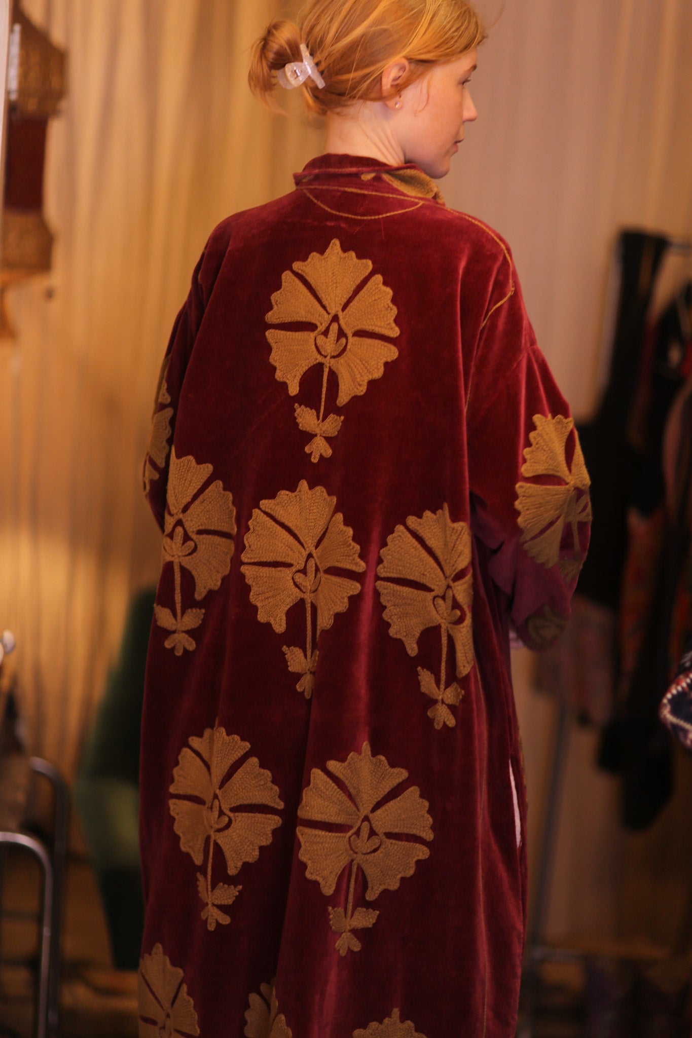 EMBROIDERED VELVET LONG COAT MISCHKA NFAI