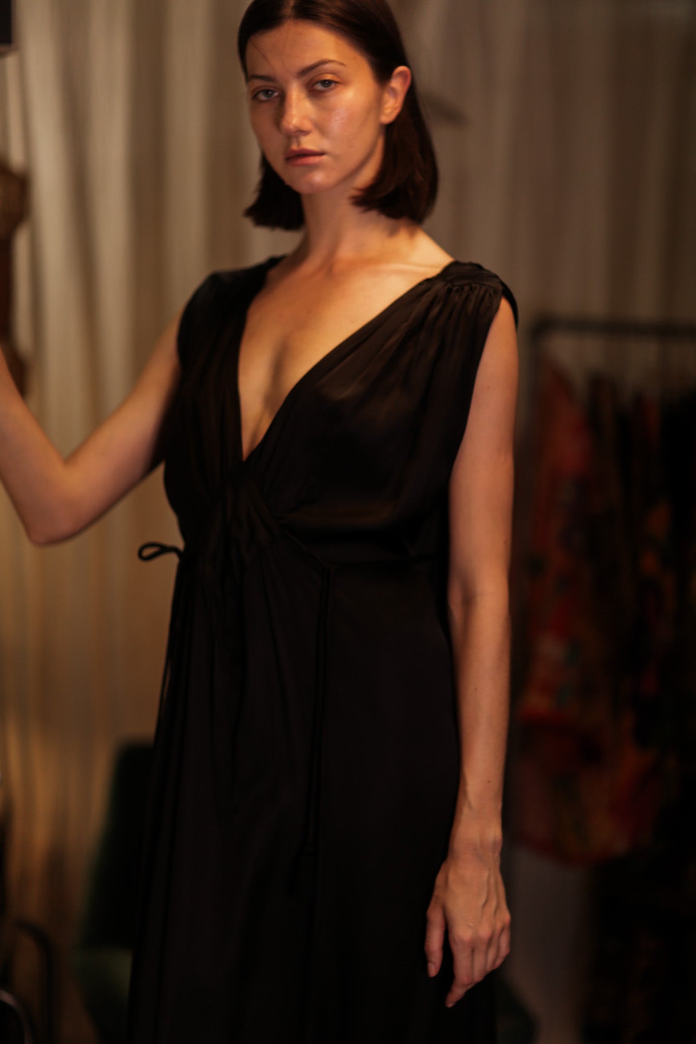 VICTORIA SILK DRESS PITCH BLACK