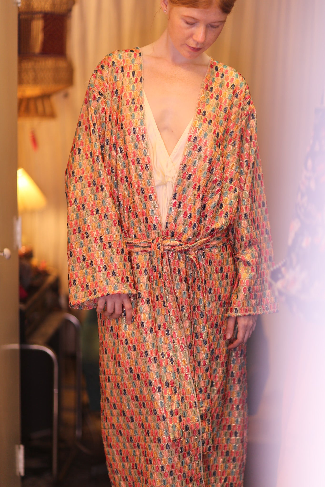 EMBROIDERED SILK KIMONO CONSTANCA BOREA