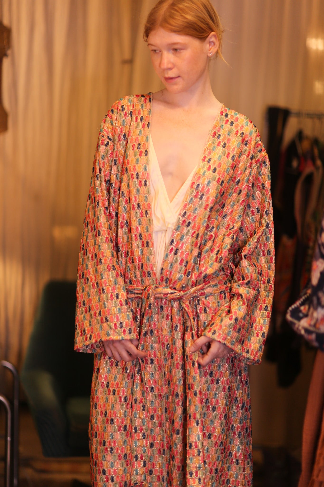 EMBROIDERED SILK KIMONO CONSTANCA BOREA