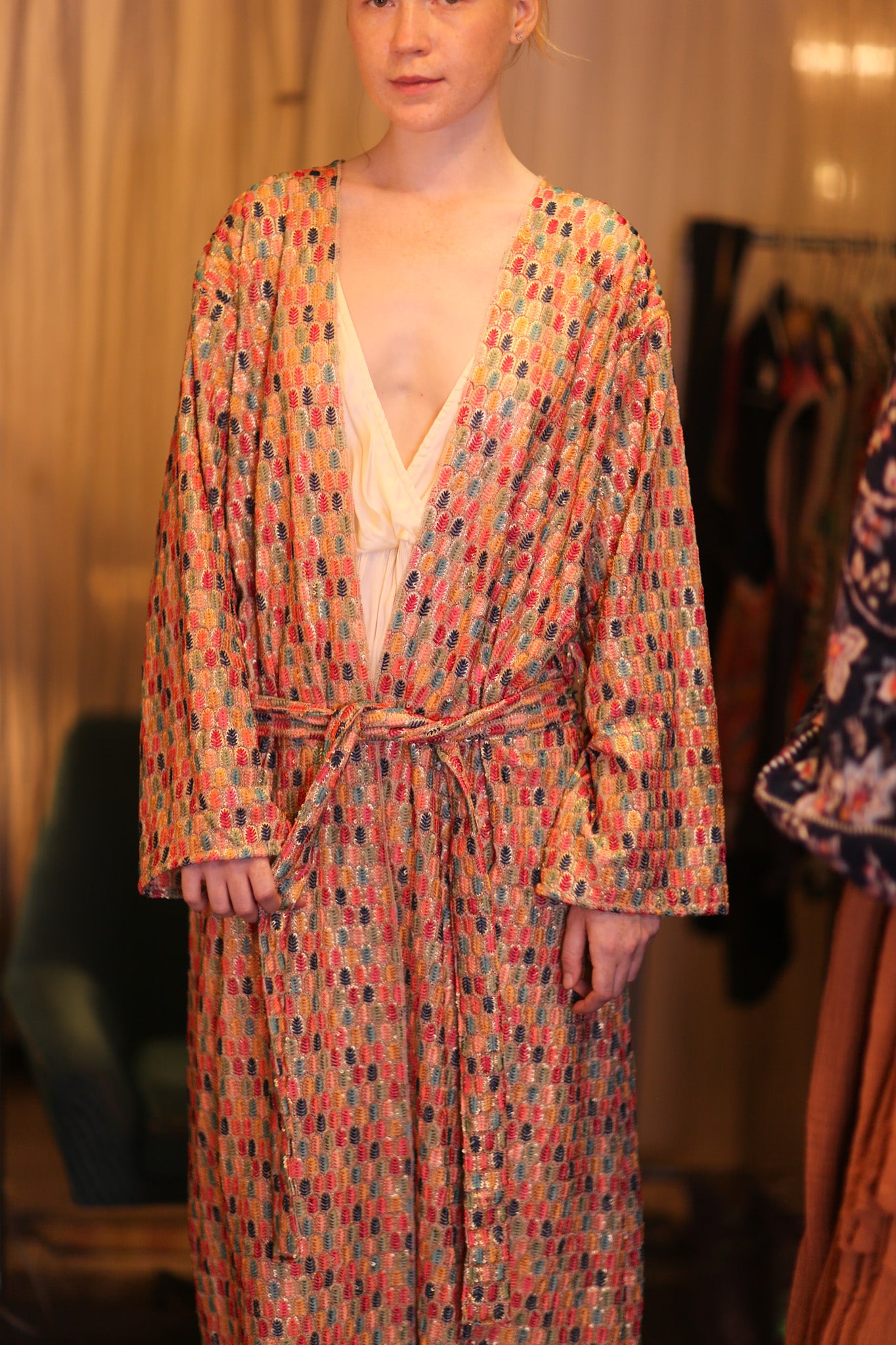 EMBROIDERED SILK KIMONO CONSTANCA BOREA