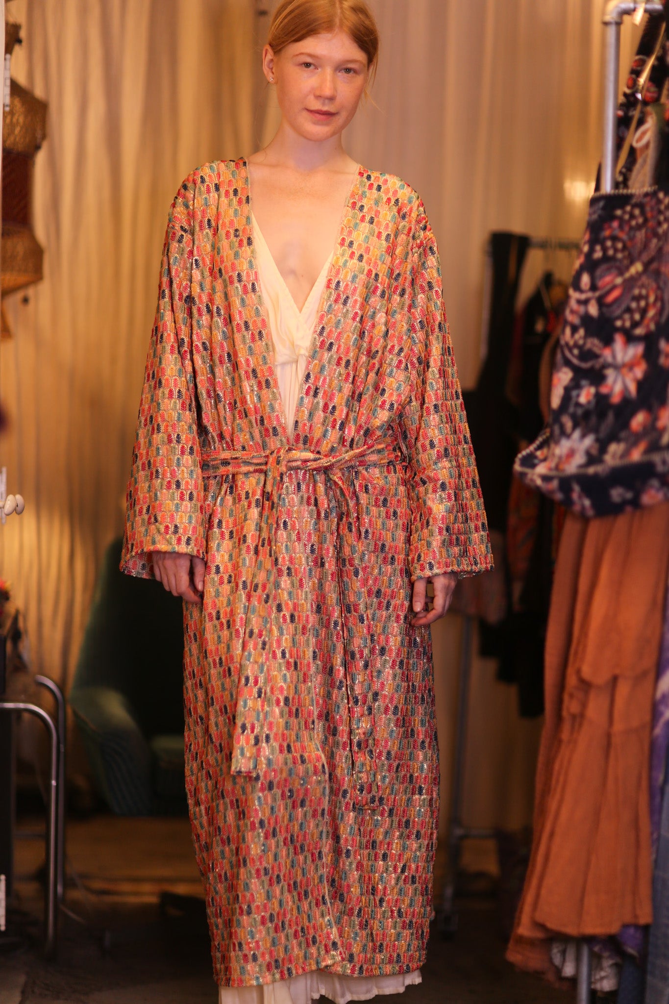 EMBROIDERED SILK KIMONO CONSTANCA BOREA