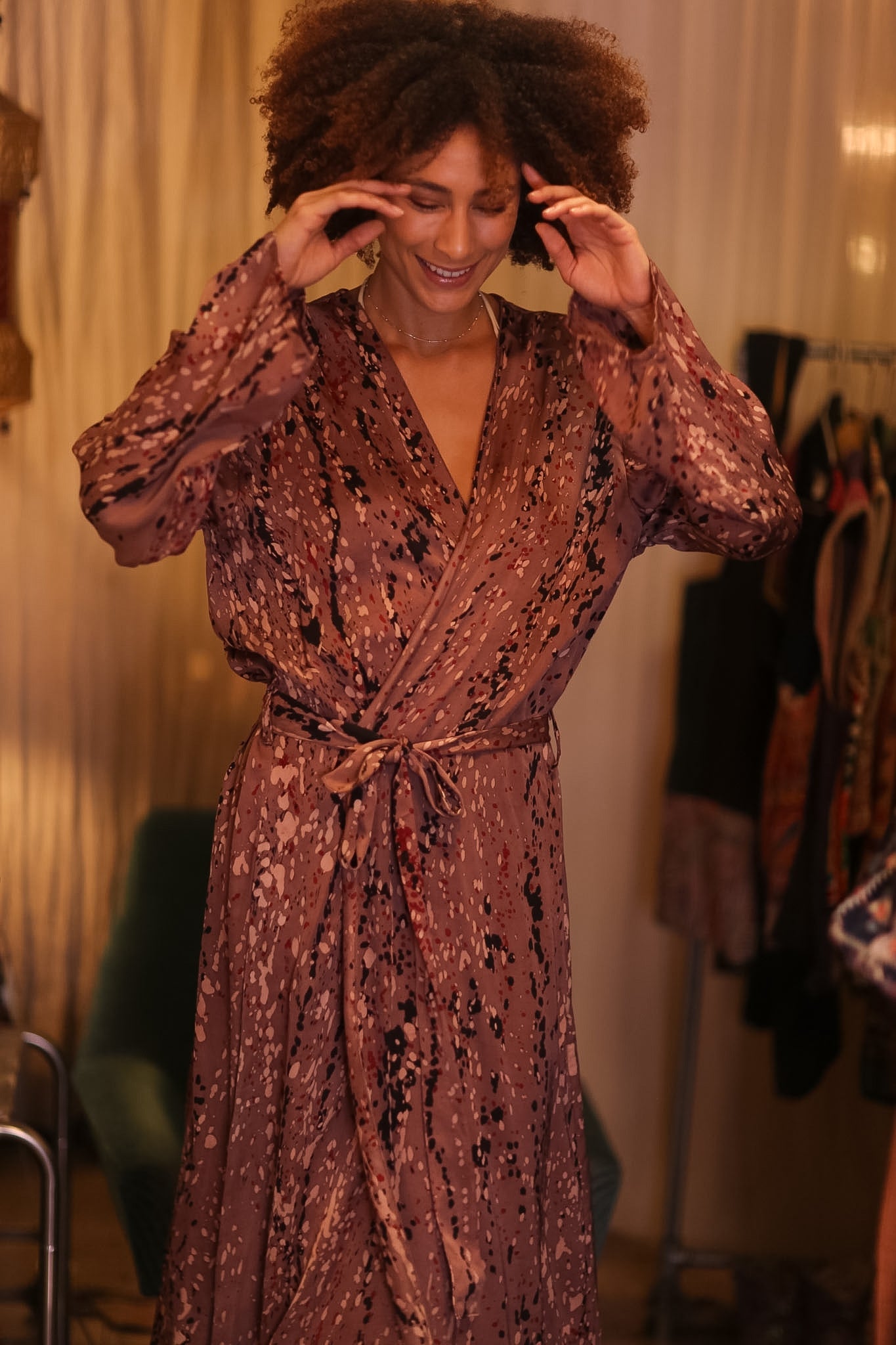 SILK KIMONO CONSTANCA CRYSTAL
