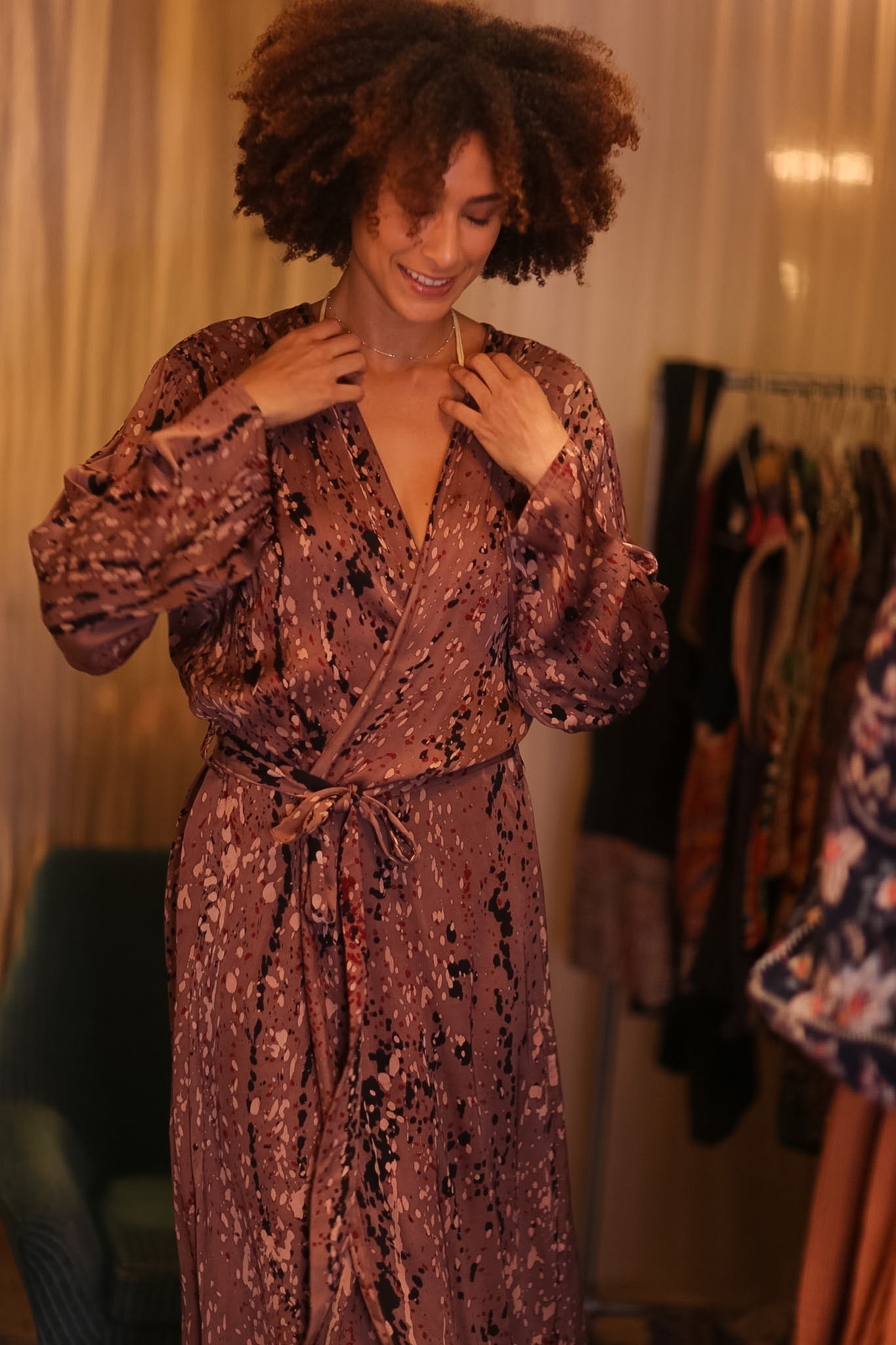 SILK KIMONO CONSTANCA CRYSTAL