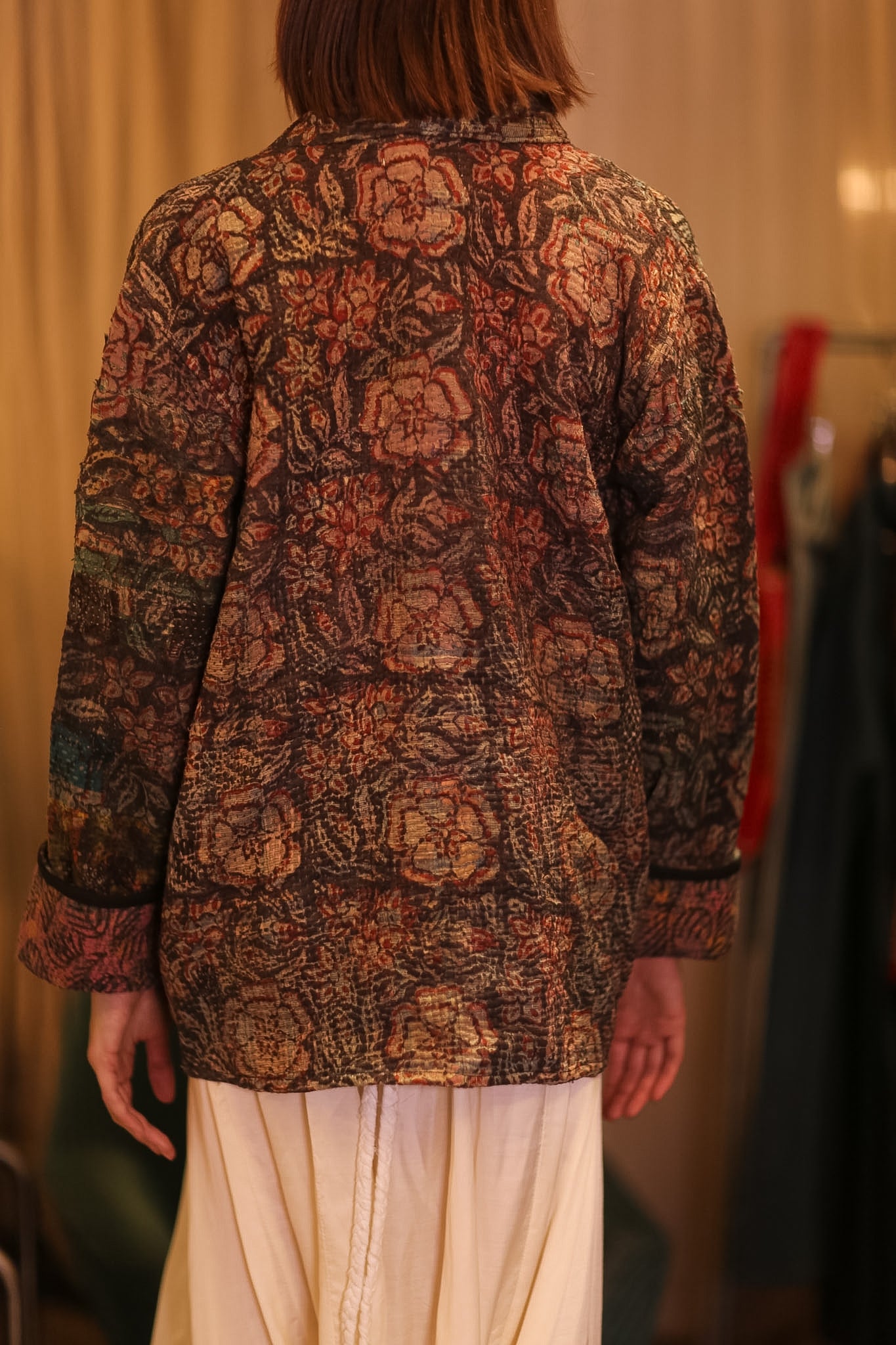 VINTAGE STYLE KANTHA SHORT KIMONO WILDROSE