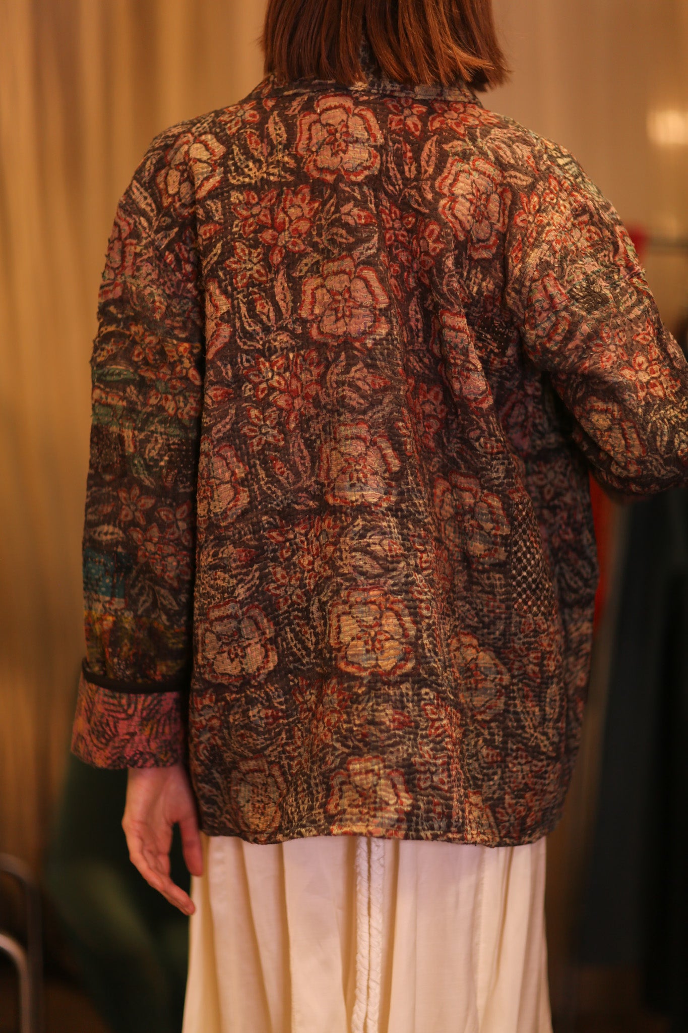 VINTAGE STYLE KANTHA SHORT KIMONO WILDROSE