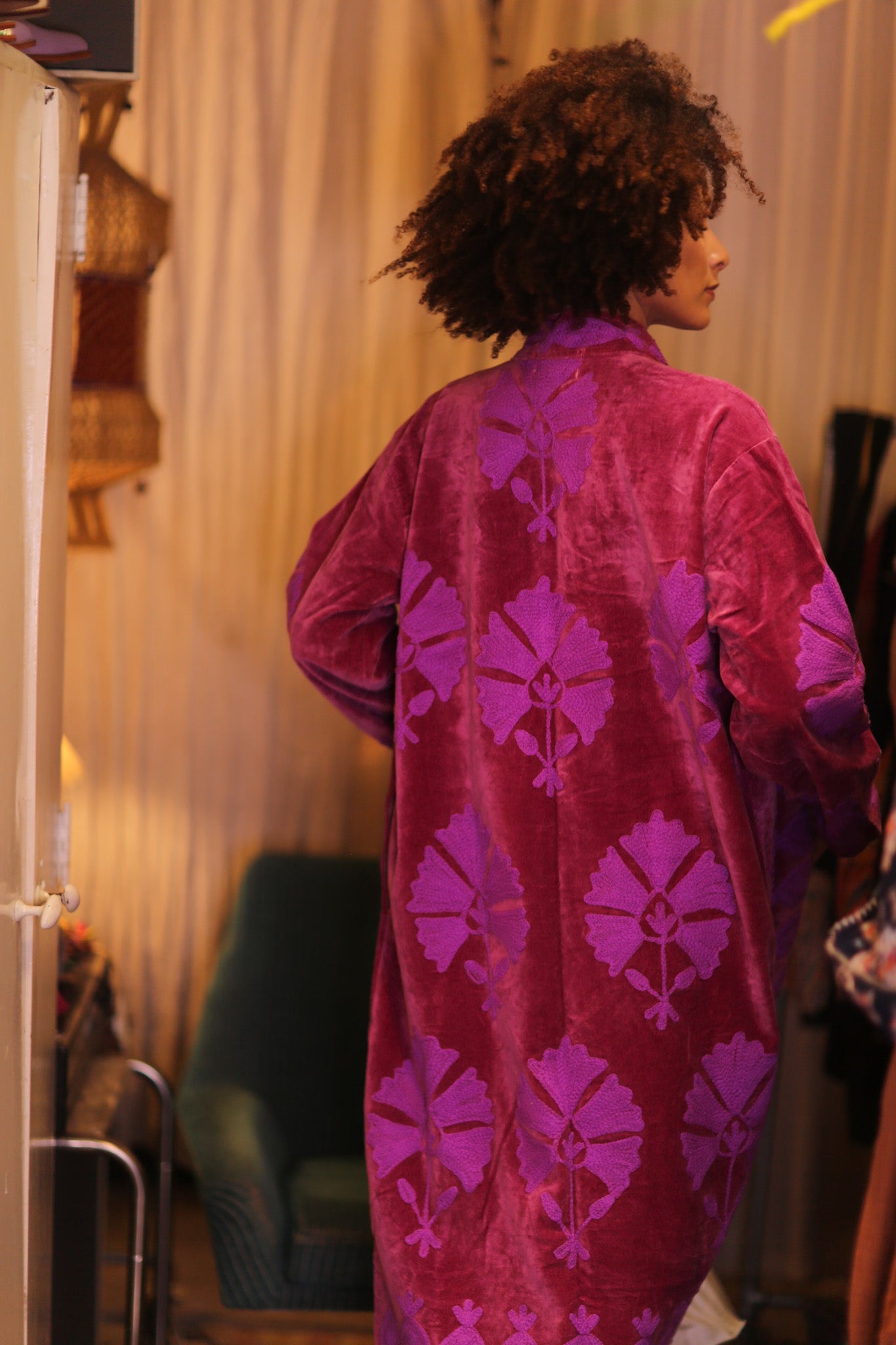EMBROIDERED VELVET LONG COAT MISCHKA MAYA