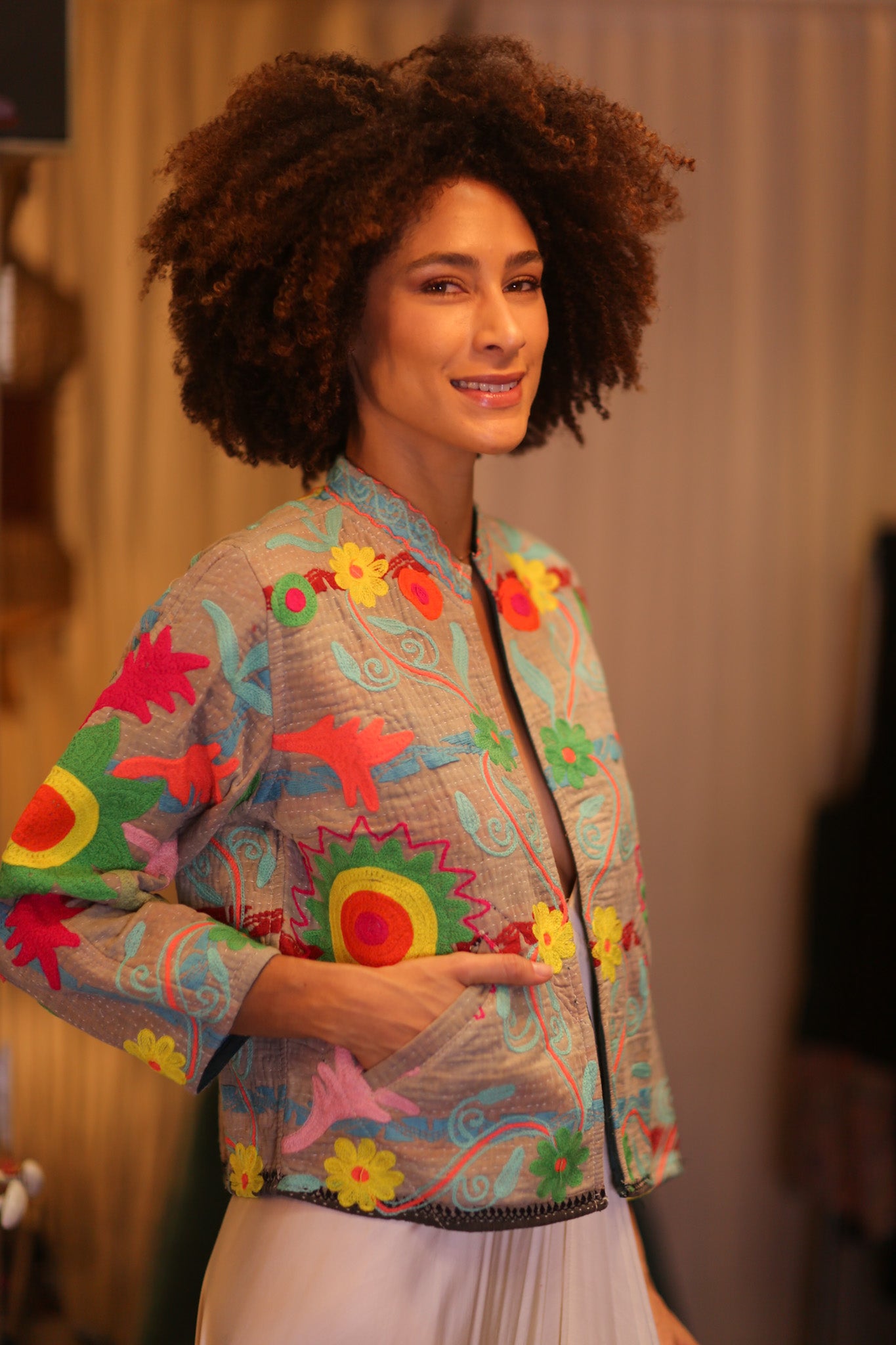 KANTHA EMBROIDERED JACKET INGRID WARPYAR