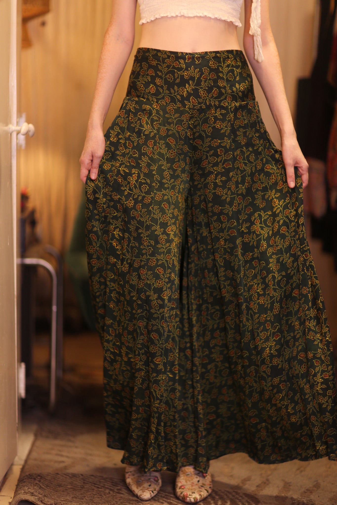 SIlK WIDE LEGS LONG PANTS RUBY FLAMBOYANT