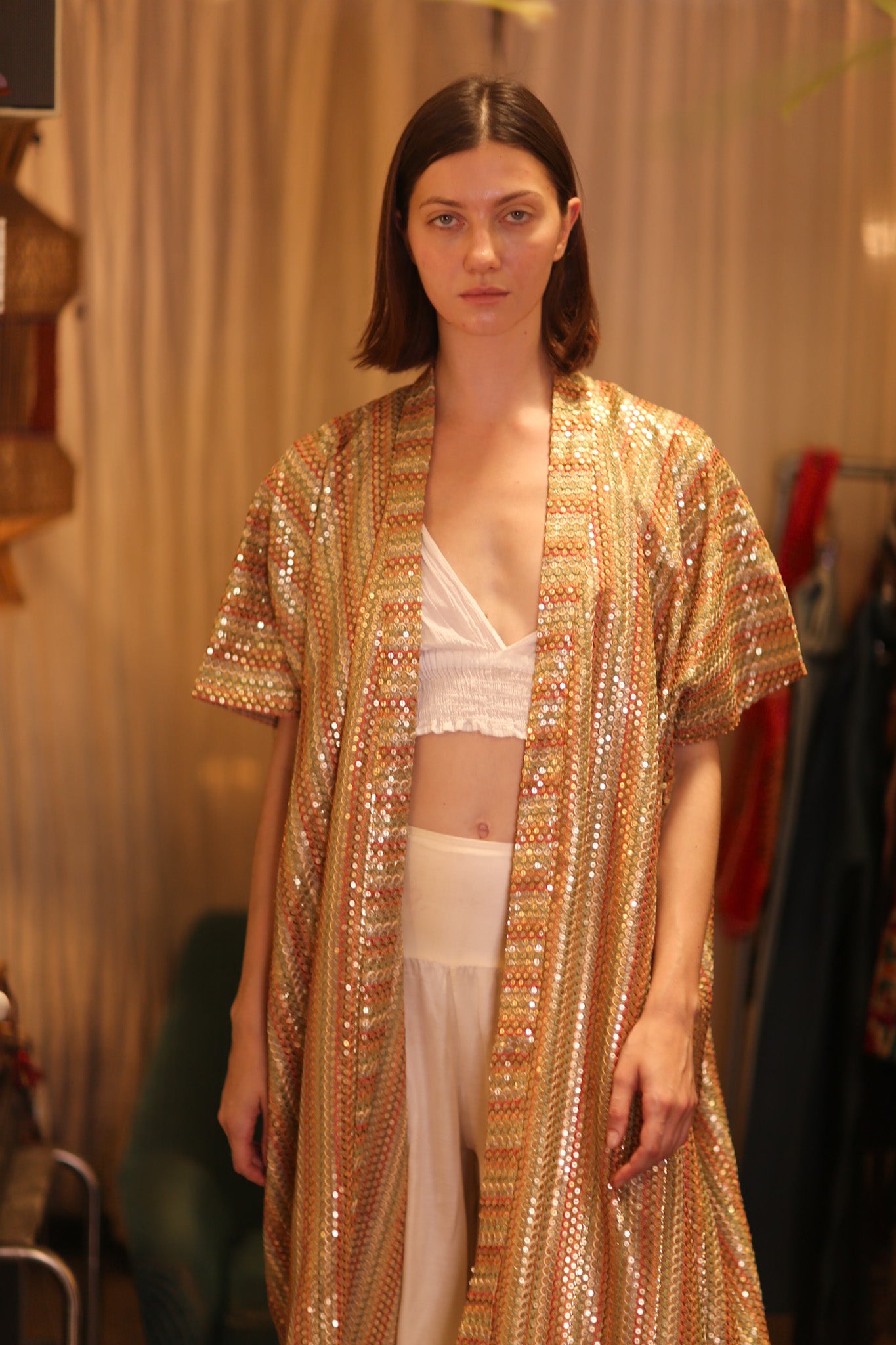 EMBROIDERED SILK LONG KIMONO KRIST