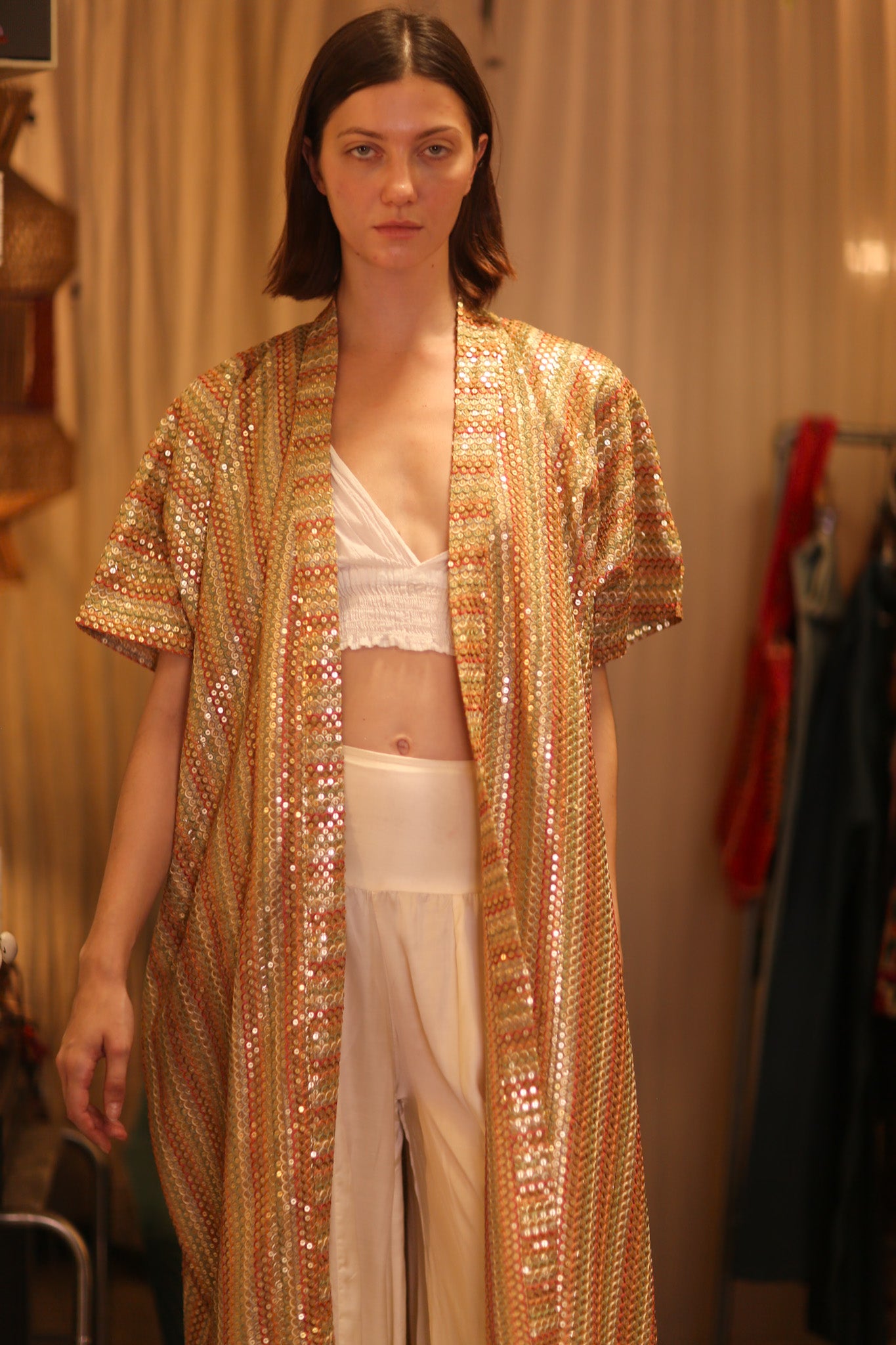 EMBROIDERED SILK LONG KIMONO KRIST