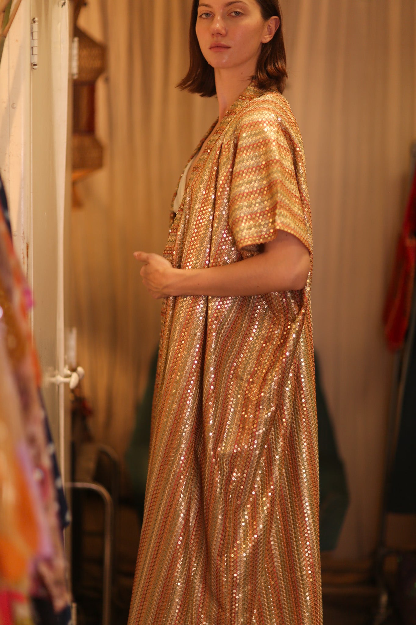 EMBROIDERED SILK LONG KIMONO KRIST