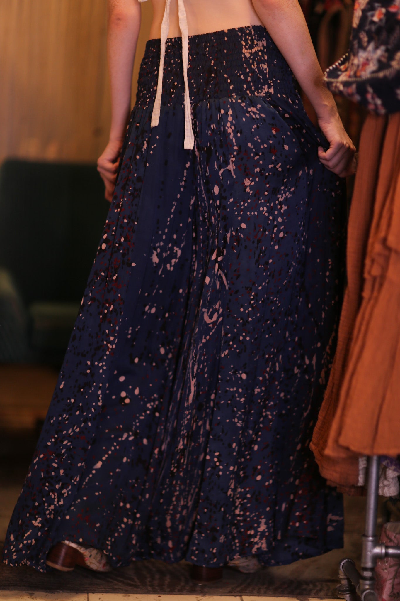 SILK WIDE LEGS LONG PANTS RUBY STARRY