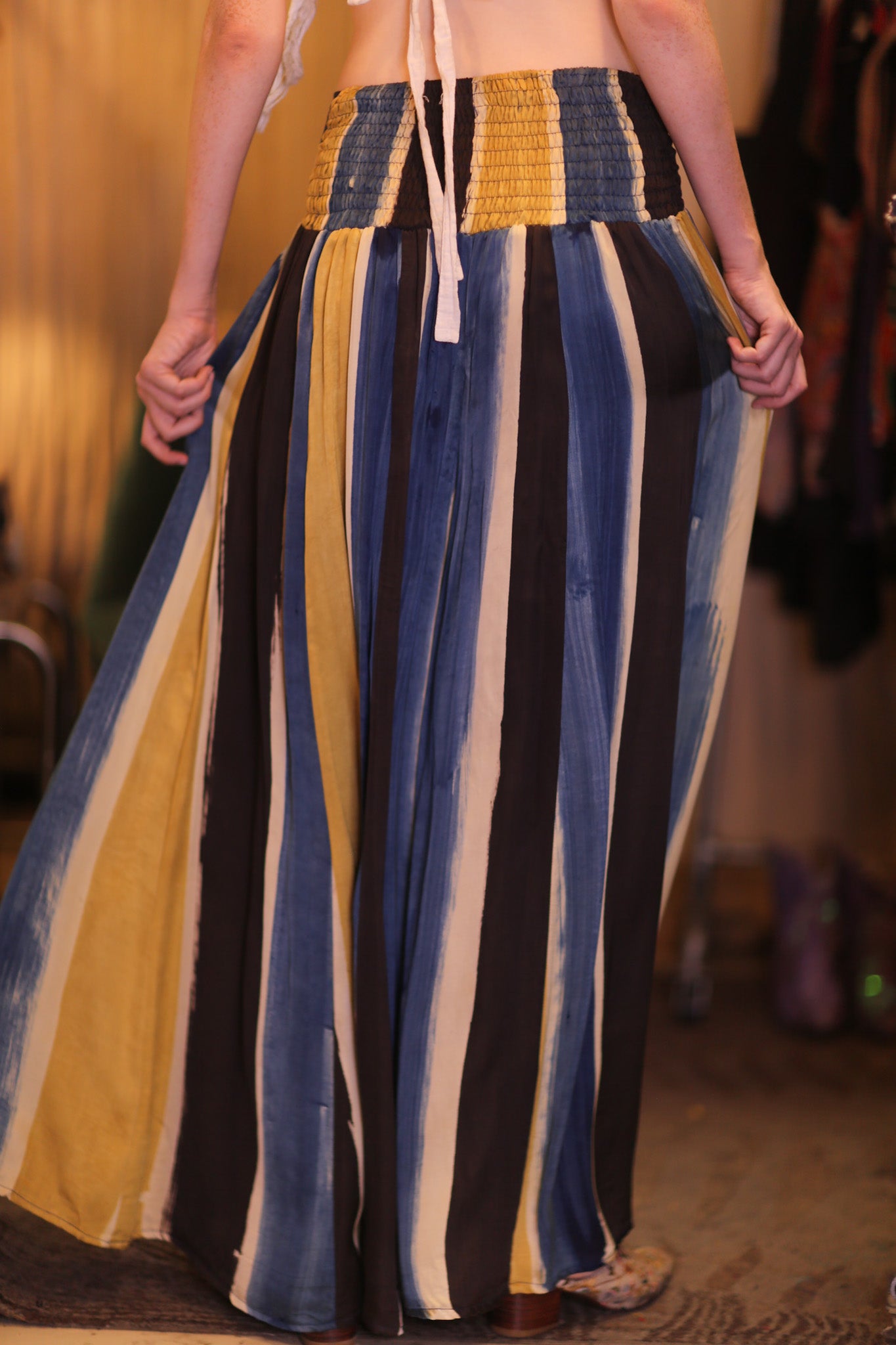 SILK WIDE LEGS LONG PANTS RUBY THESEAS