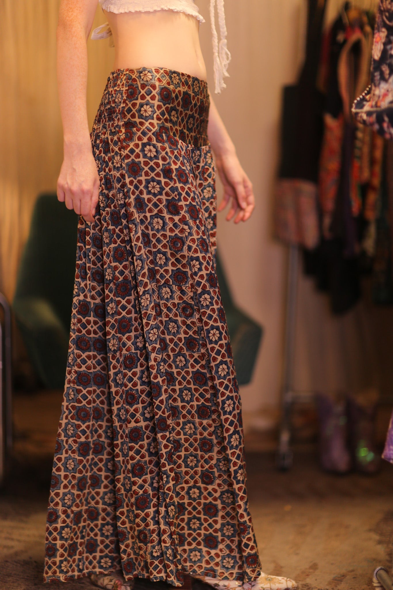 SILK WIDE LEG LONG PANTS RUBY MHANKWET