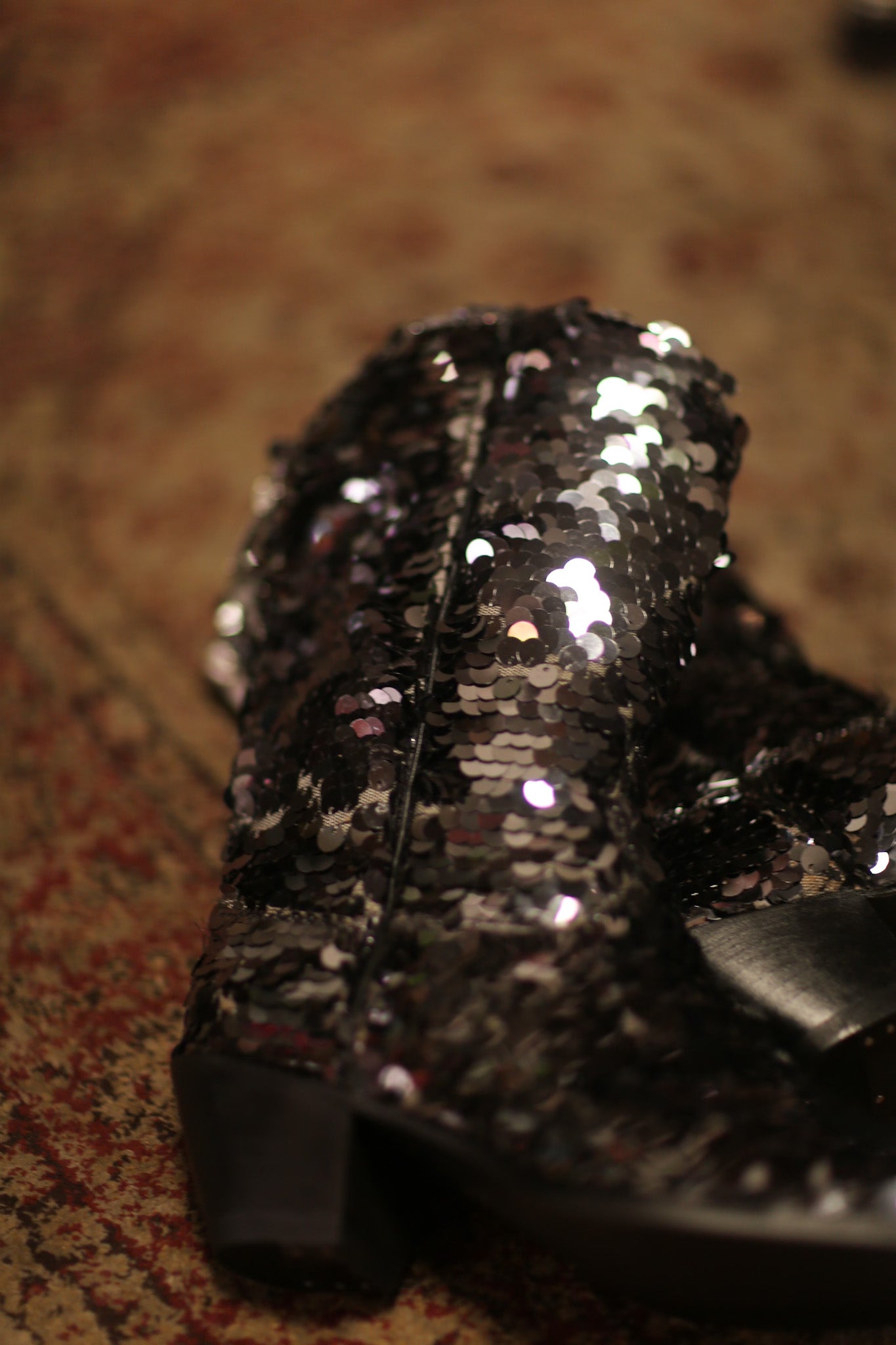 BLACK SEQUIN WESTERN BOOTS LUZINE