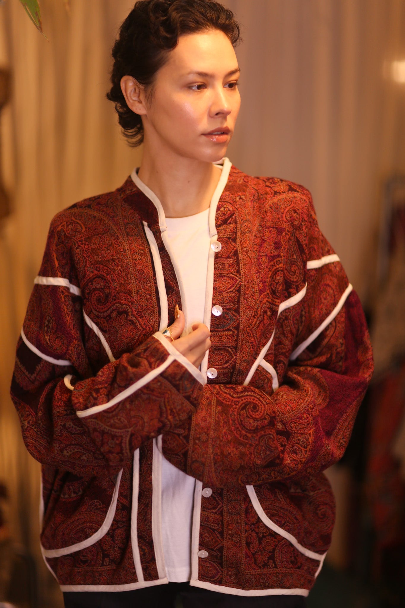 JACKET PATTERN EMBROIDERED SHAWL COTTON WOOL KADIPAR