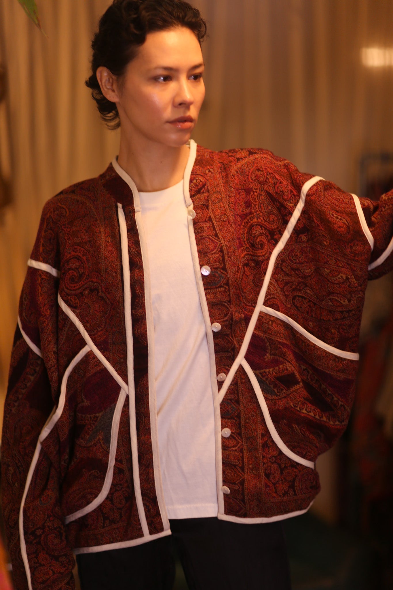 JACKET PATTERN EMBROIDERED SHAWL COTTON WOOL KADIPAR