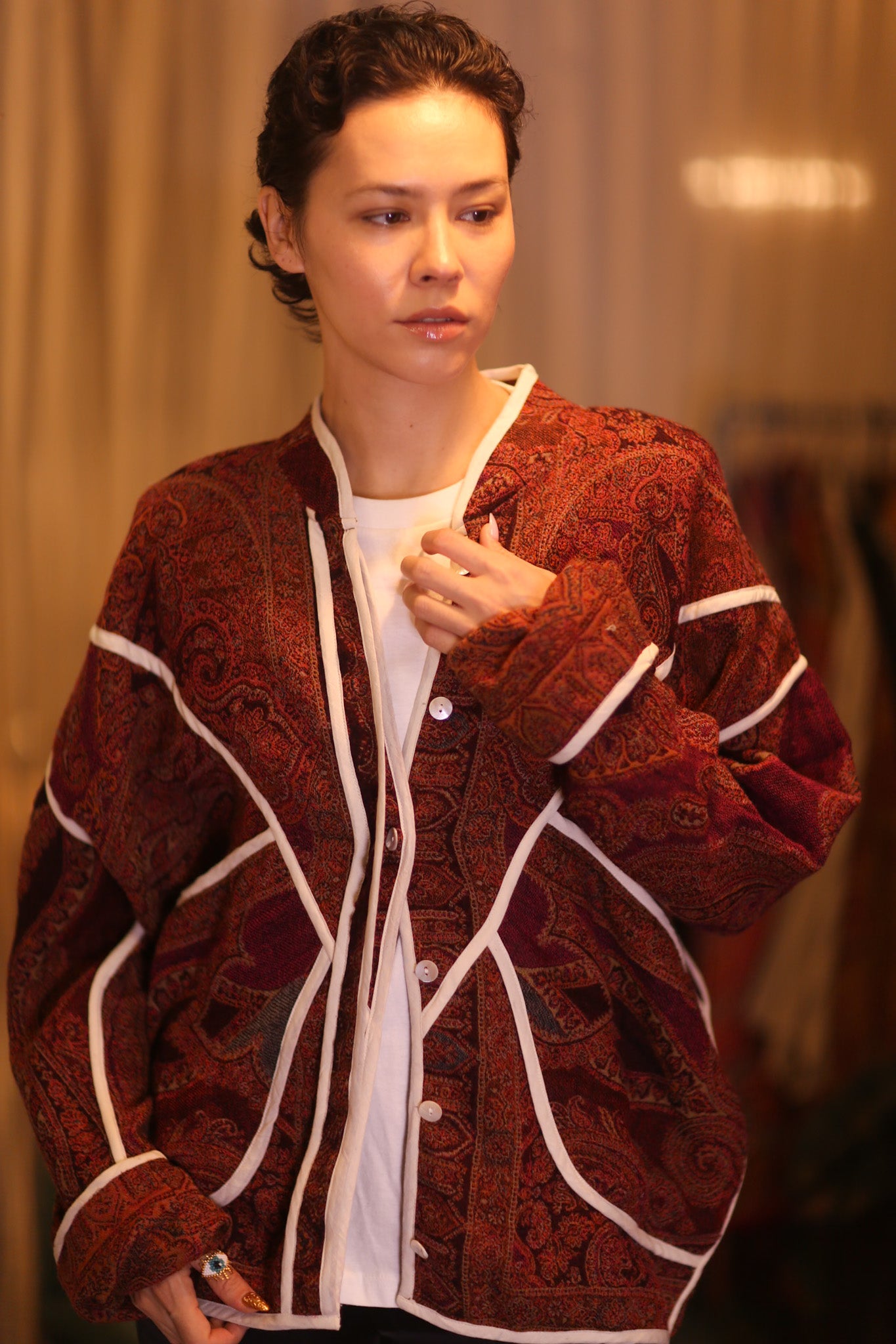 JACKET PATTERN EMBROIDERED SHAWL COTTON WOOL KADIPAR
