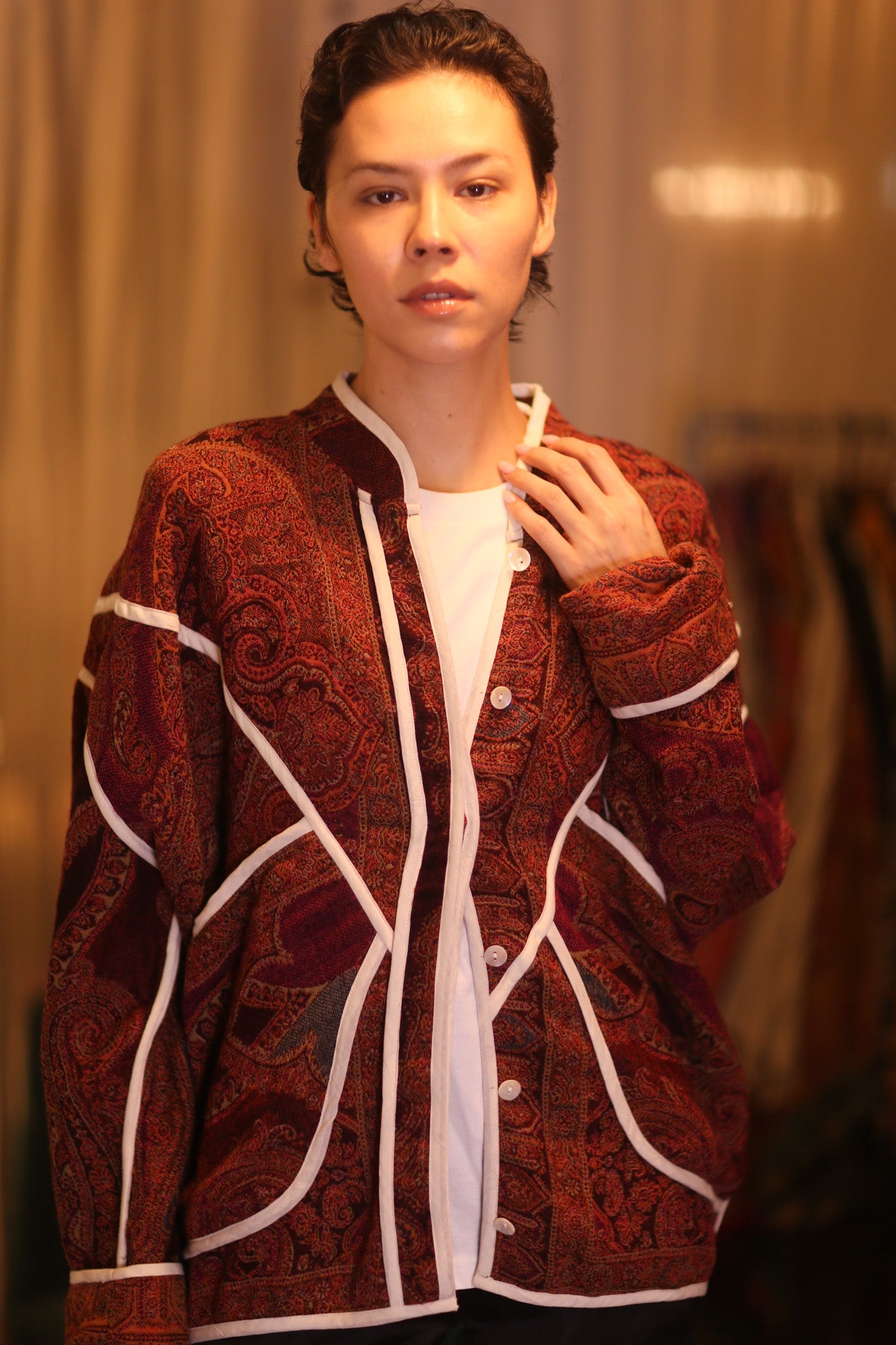 JACKET PATTERN EMBROIDERED SHAWL COTTON WOOL KADIPAR