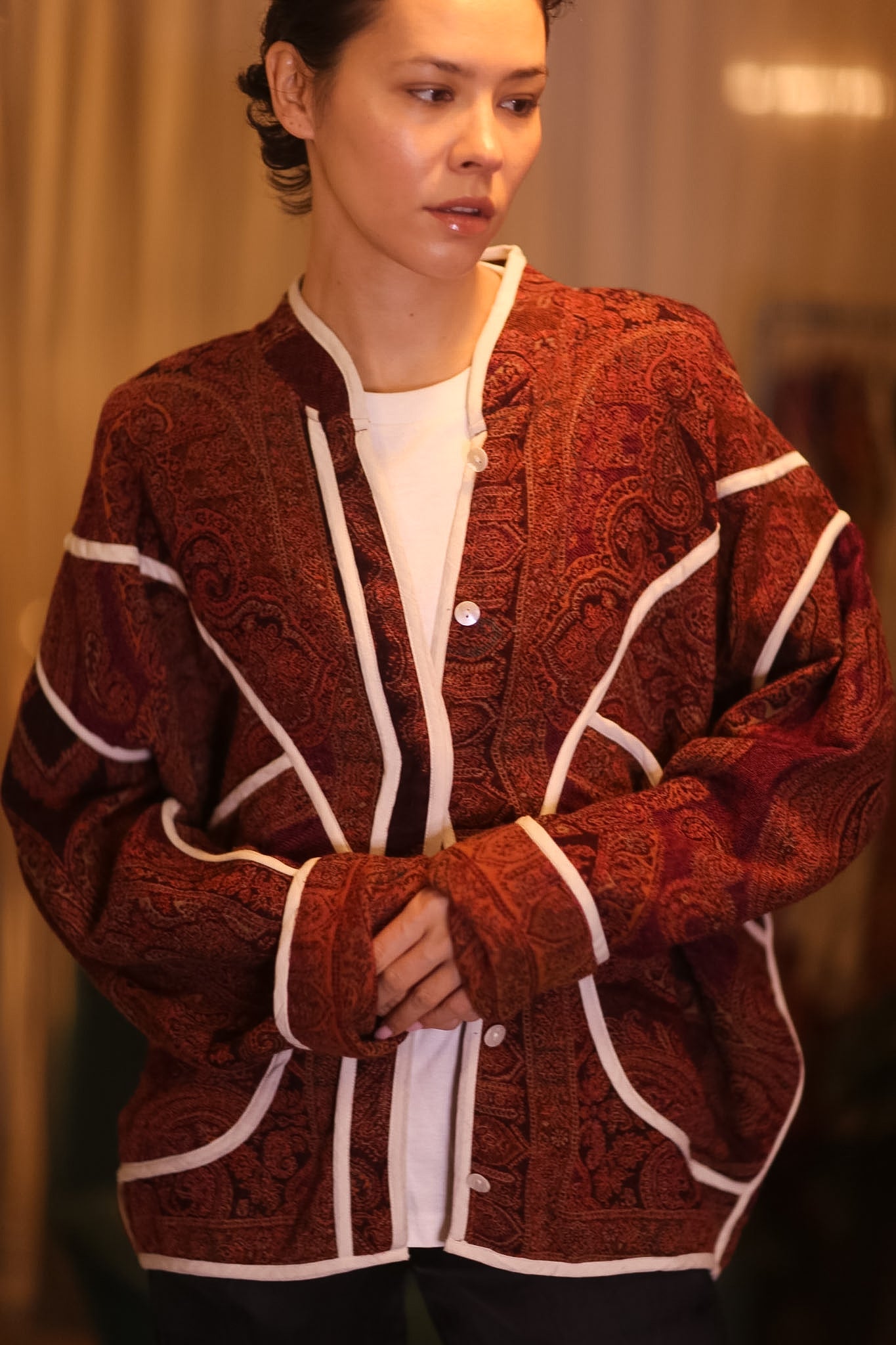 JACKET PATTERN EMBROIDERED SHAWL COTTON WOOL KADIPAR