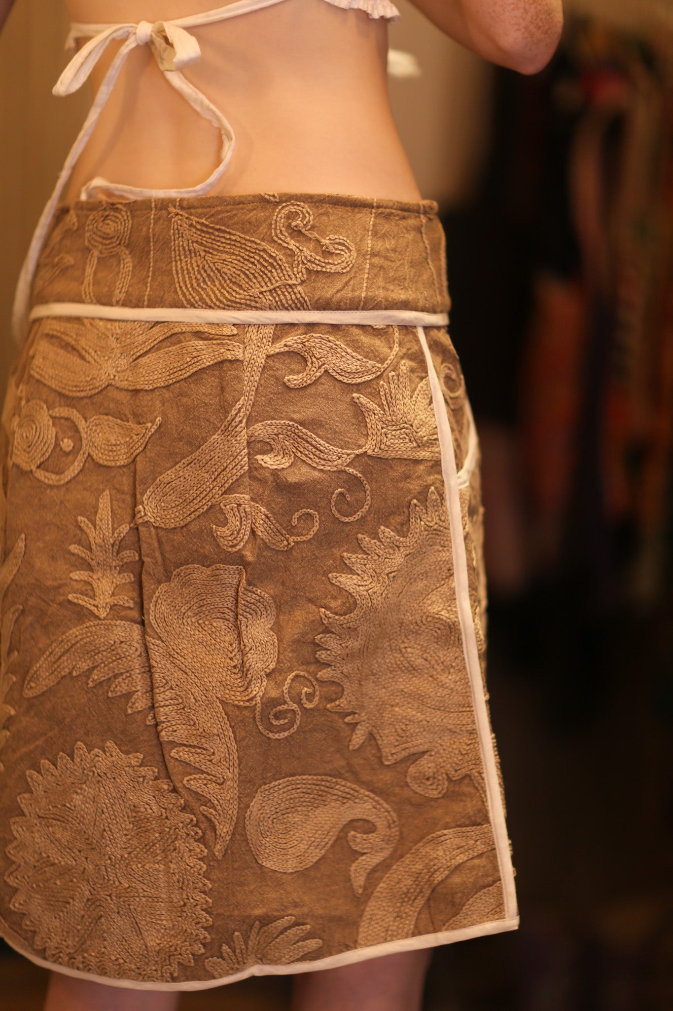 EMBROIDERED COTTON SKIRT PDIN