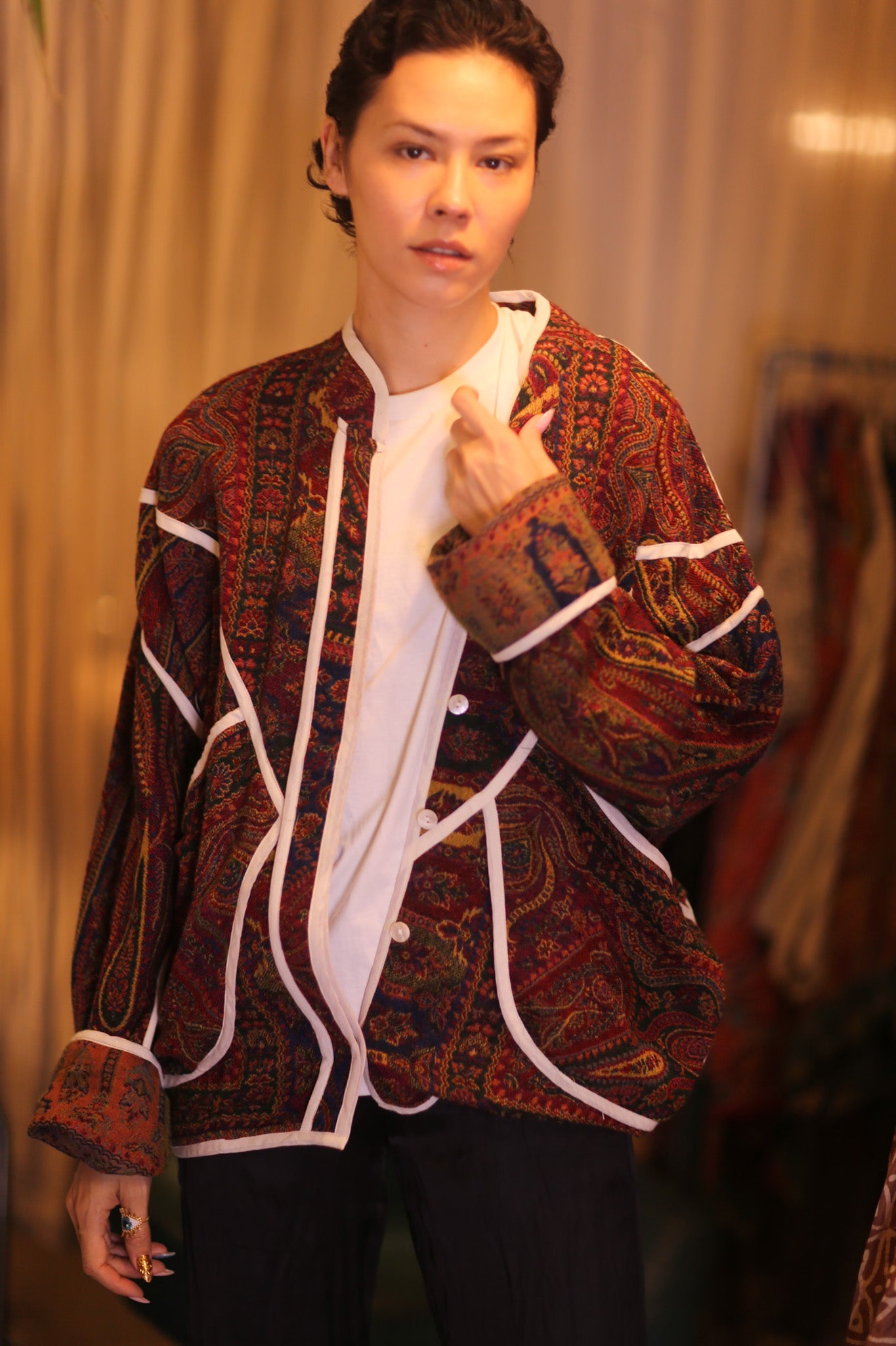 JACKET PATTERN EMBROIDERED SHAWL COTTON WOOL LEH