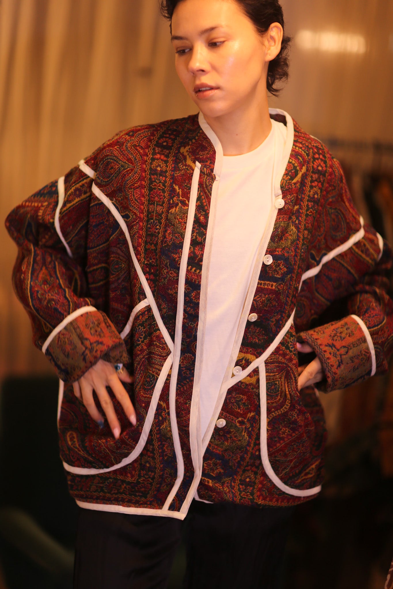 JACKET PATTERN EMBROIDERED SHAWL COTTON WOOL LEH