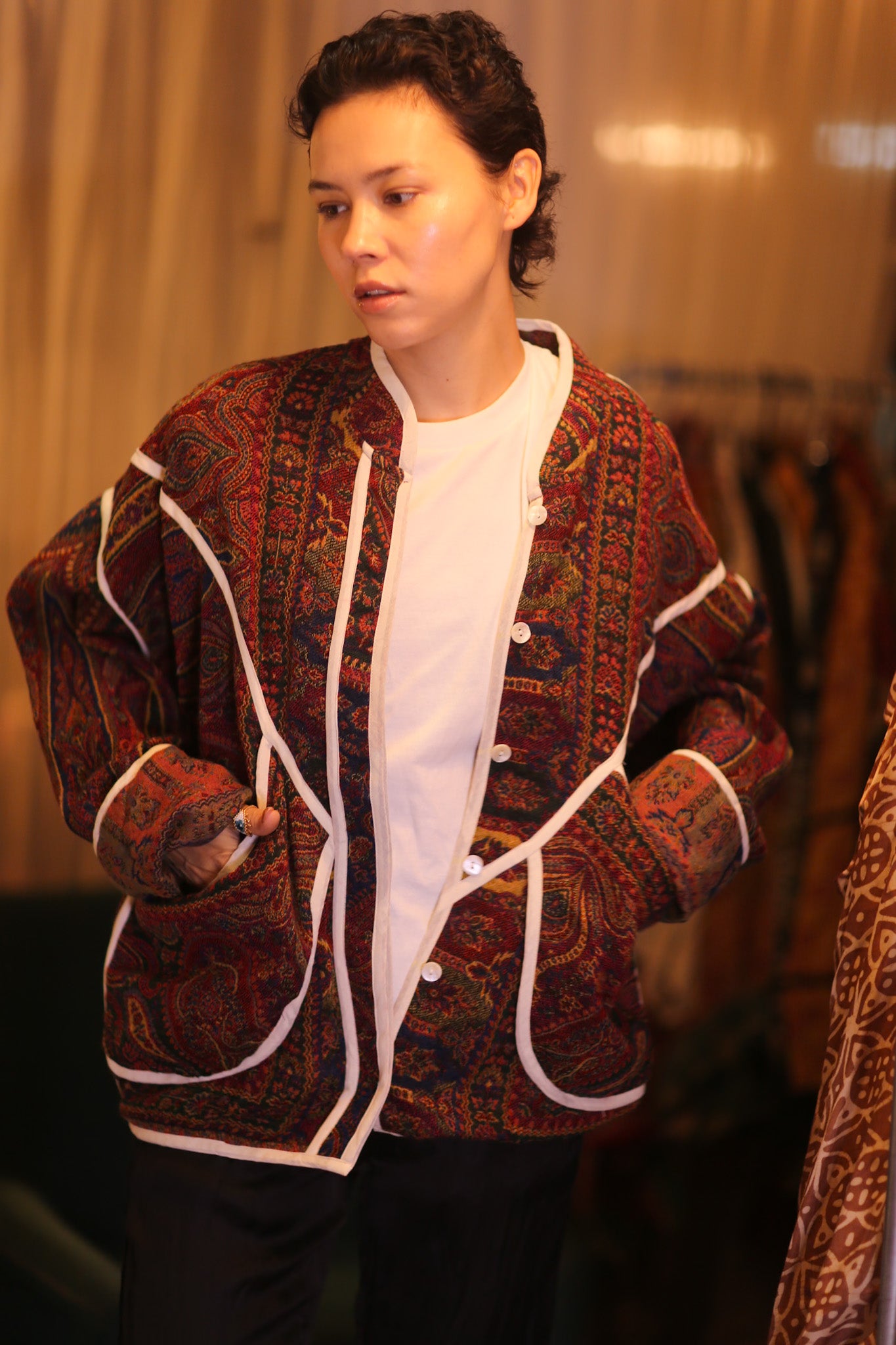 JACKET PATTERN EMBROIDERED SHAWL COTTON WOOL LEH