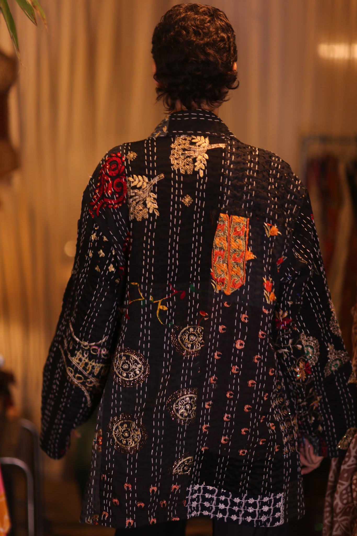 PATCHWORK PATTERN SILK SHORT KIMONO NYAMIE