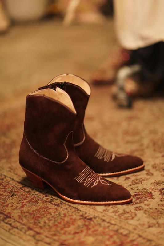 BROWN SUEDE SHORT BOOTS BRIALA