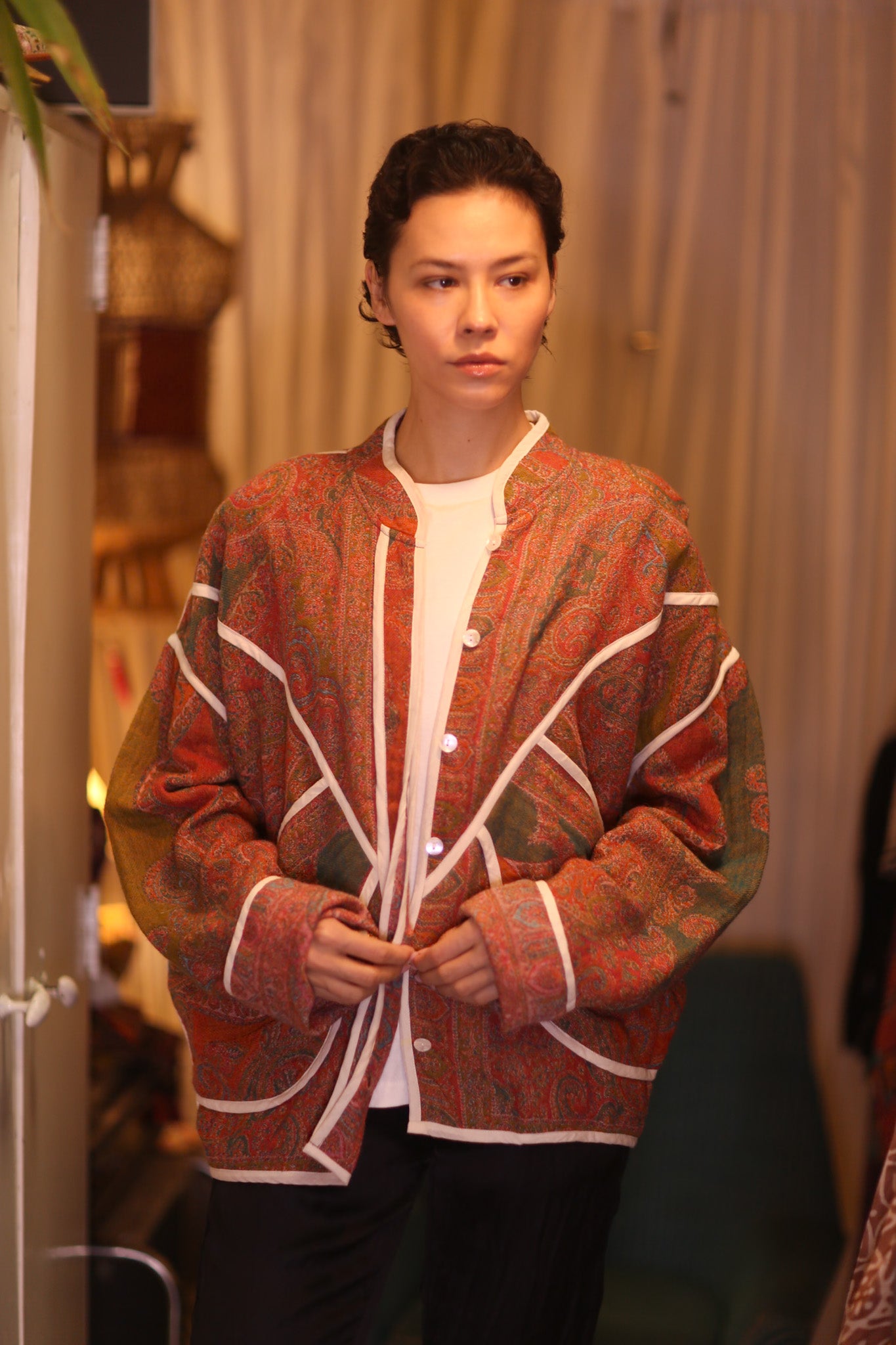 JACKET PATTERN EMBROIDERED SHAWL COTTON WOOL CHAN