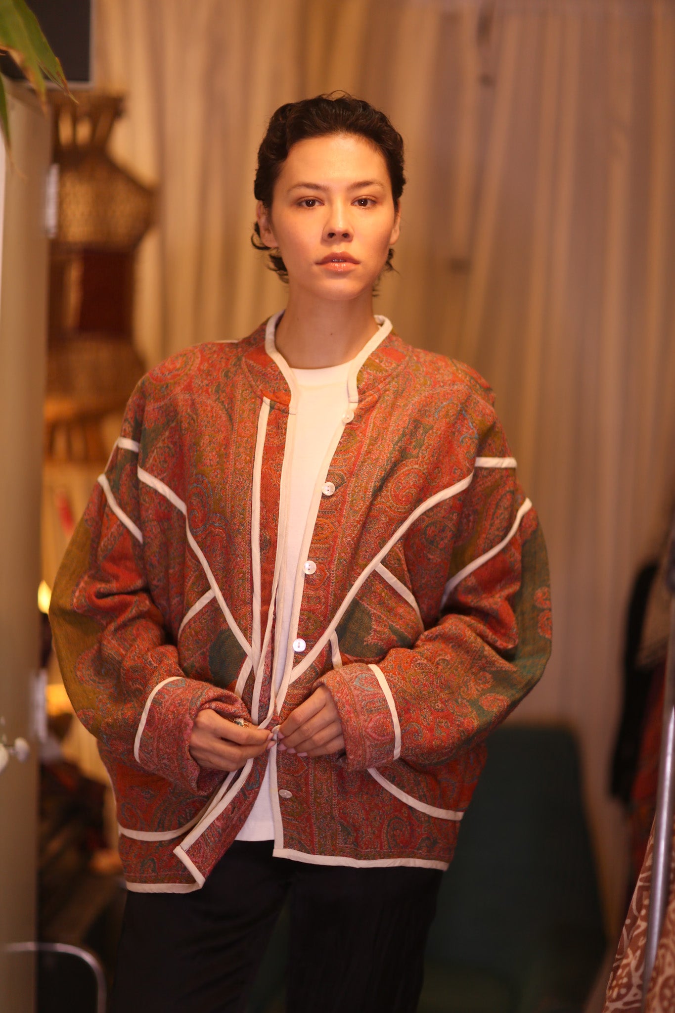JACKET PATTERN EMBROIDERED SHAWL COTTON WOOL CHAN