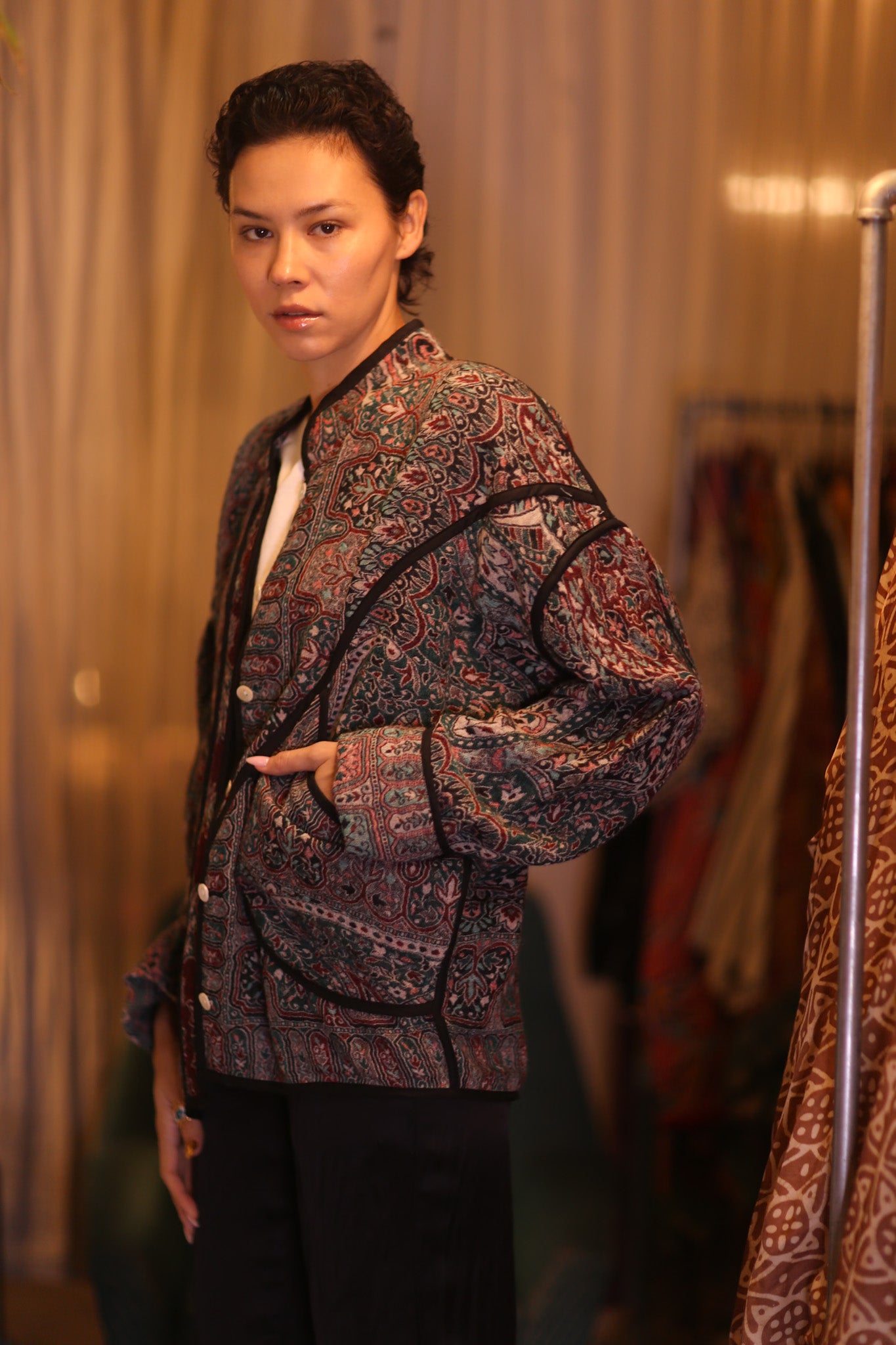JACKET PATTERN EMBROIDERED SHAWL COTTON WOOL LOM