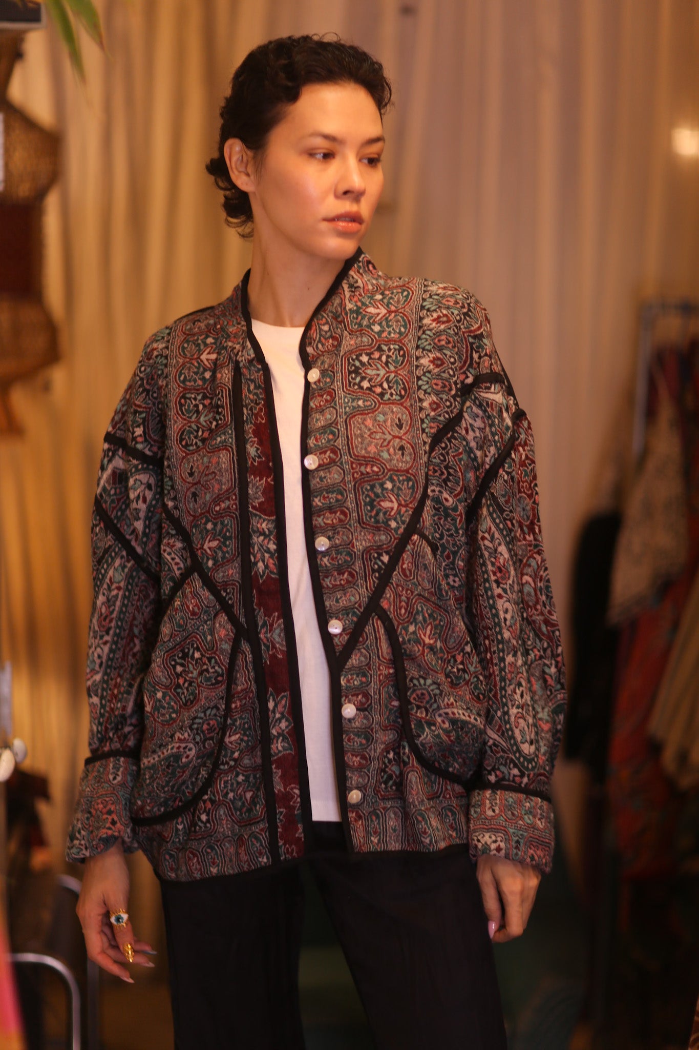 JACKET PATTERN EMBROIDERED SHAWL COTTON WOOL LOM