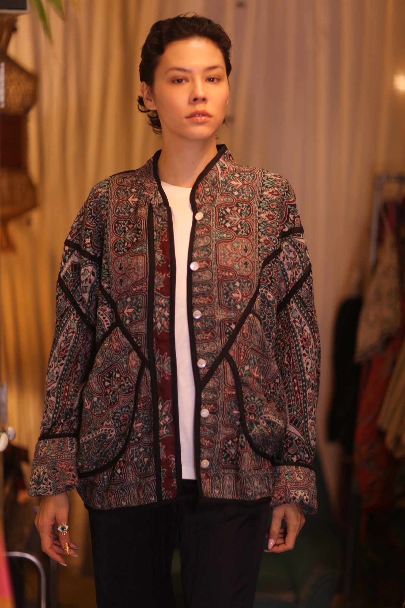 JACKET PATTERN EMBROIDERED SHAWL COTTON WOOL LOM